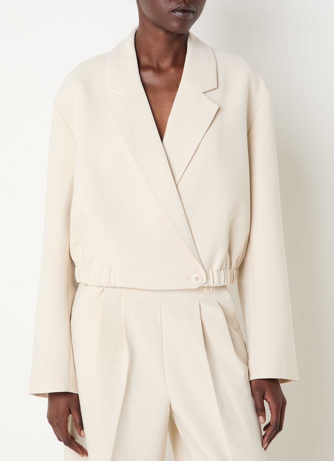 Co'Couture AcileCC cropped blazer met elastische band - detail 2 creme