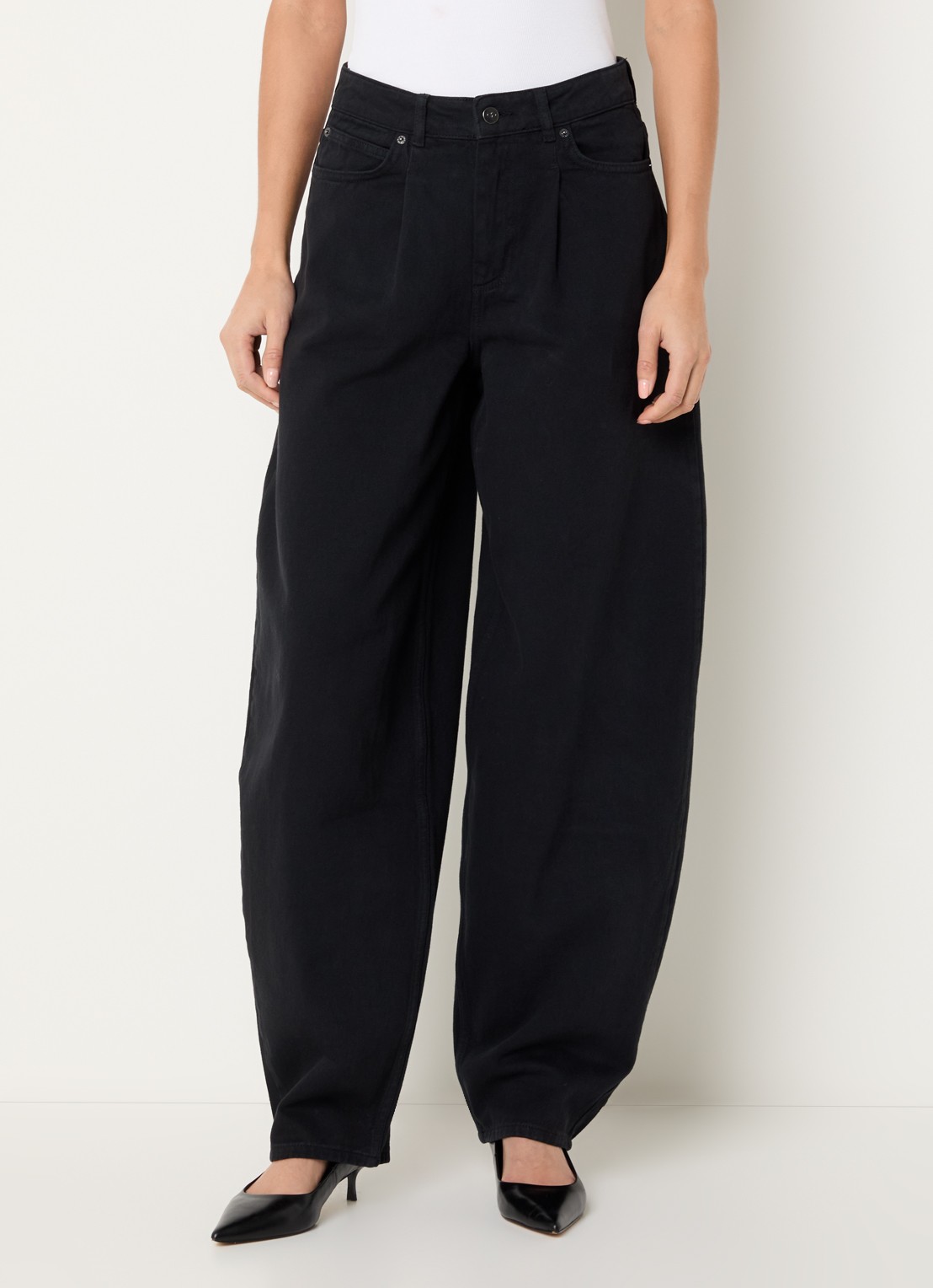 Co'Couture Akiracc high waist balloon jeans met gekleurde wassing - detail 4 zwart