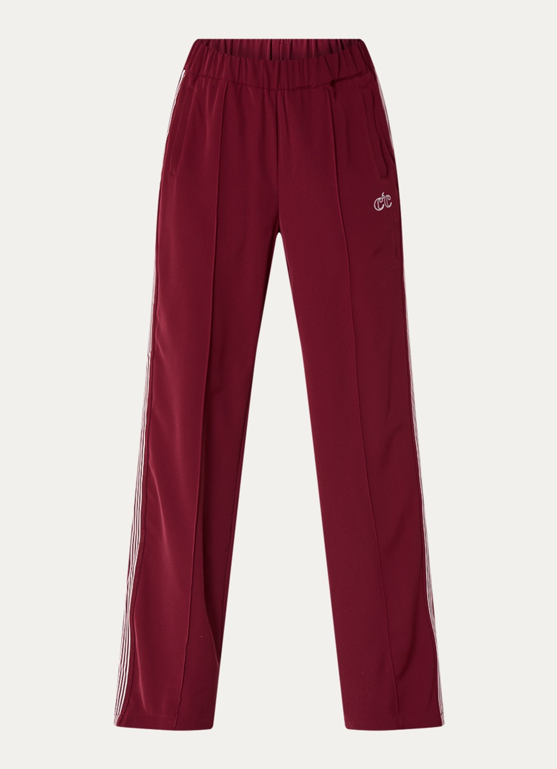 Co'Couture Amina high waist loose fit joggingbroek met logo - voorkant 3 bordeauxrood