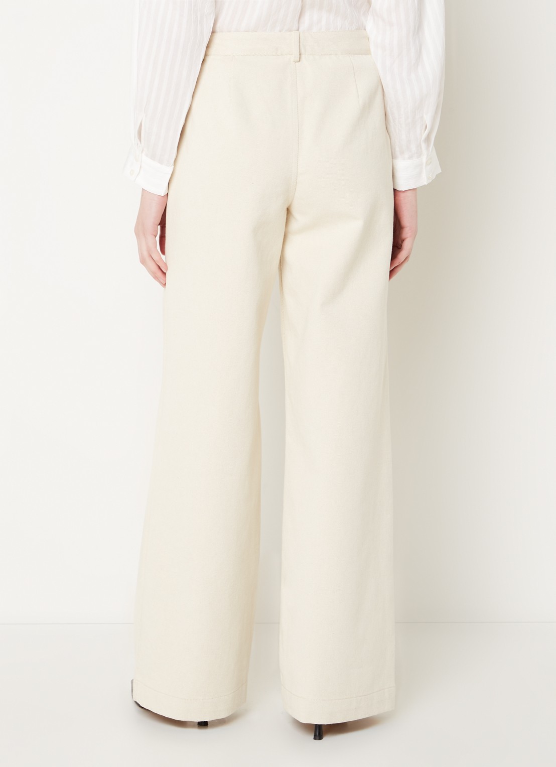 Co'Couture Aries high waist wide leg jeans met gekleurde wassing - achterkant 4 creme