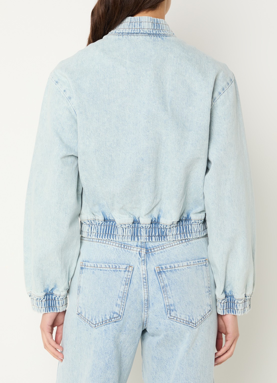 Co'Couture Arona bobmerjack van denim met klepzakken - achterkant indigo