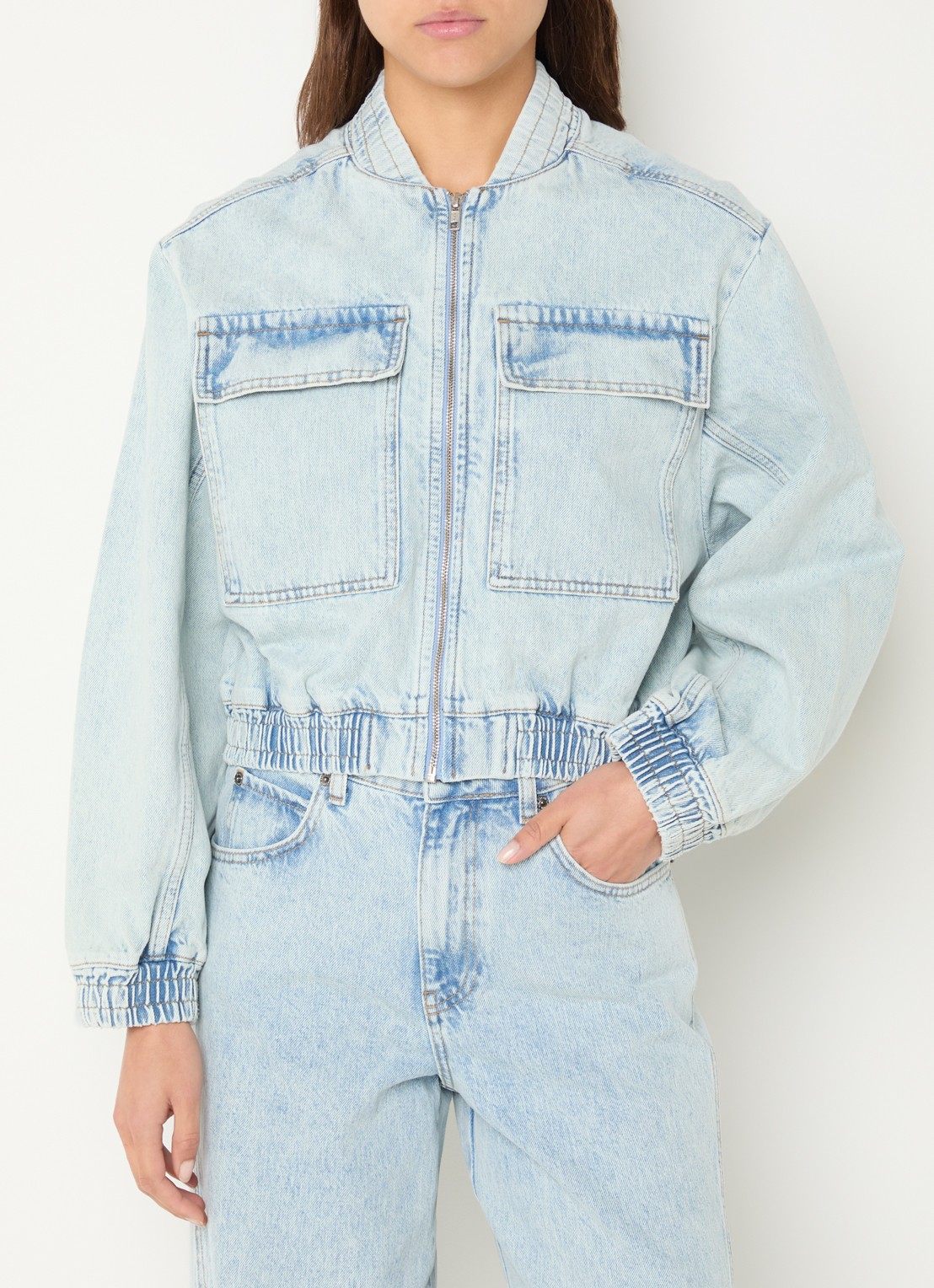 Co'Couture Arona bobmerjack van denim met klepzakken - detail 2 indigo