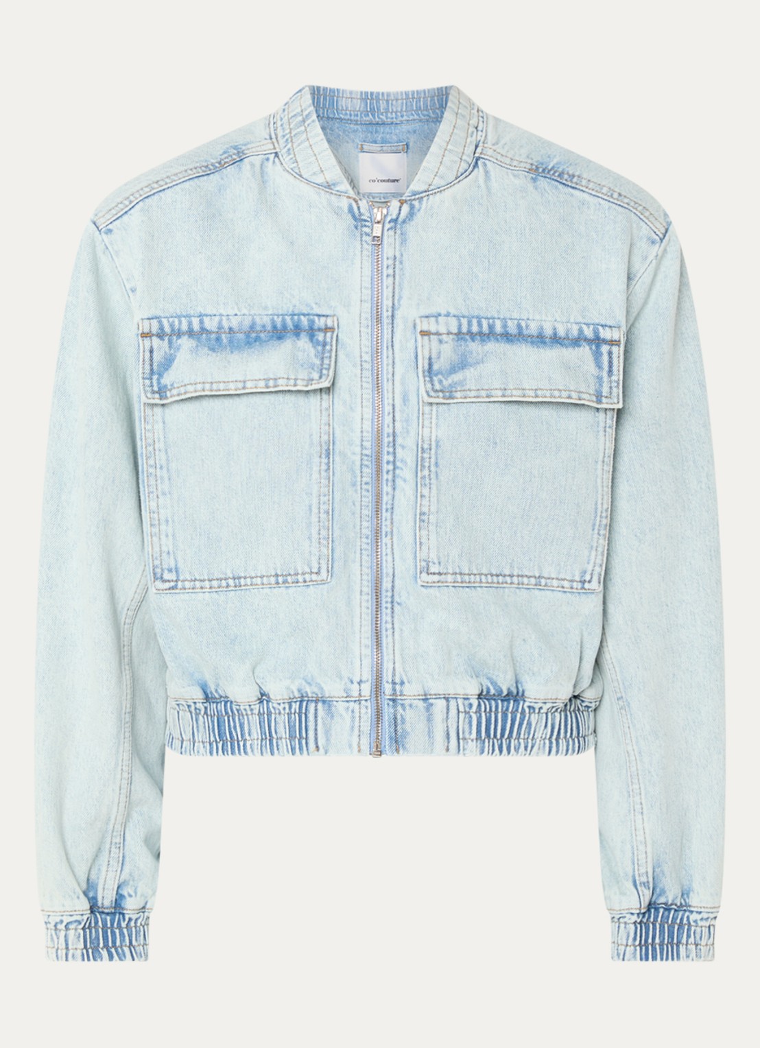 Co'Couture Arona bobmerjack van denim met klepzakken - voorkant 3 indigo