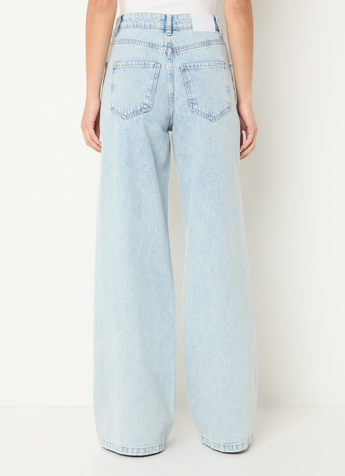 Co'Couture Arona high waist wide leg jeans met lichte wassing - achterkant 5 indigo