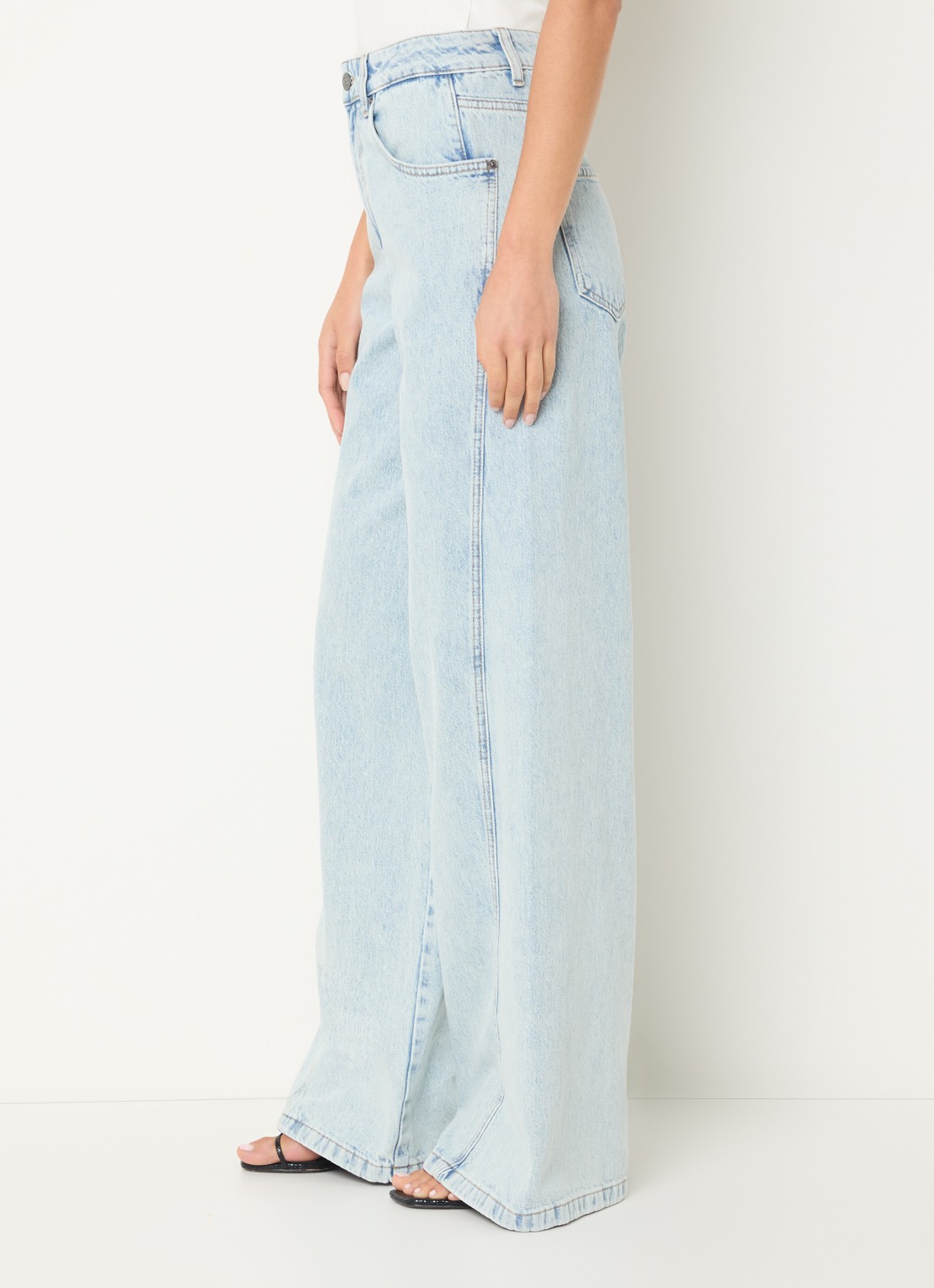 Co'Couture Arona high waist wide leg jeans met lichte wassing - detail 4 indigo