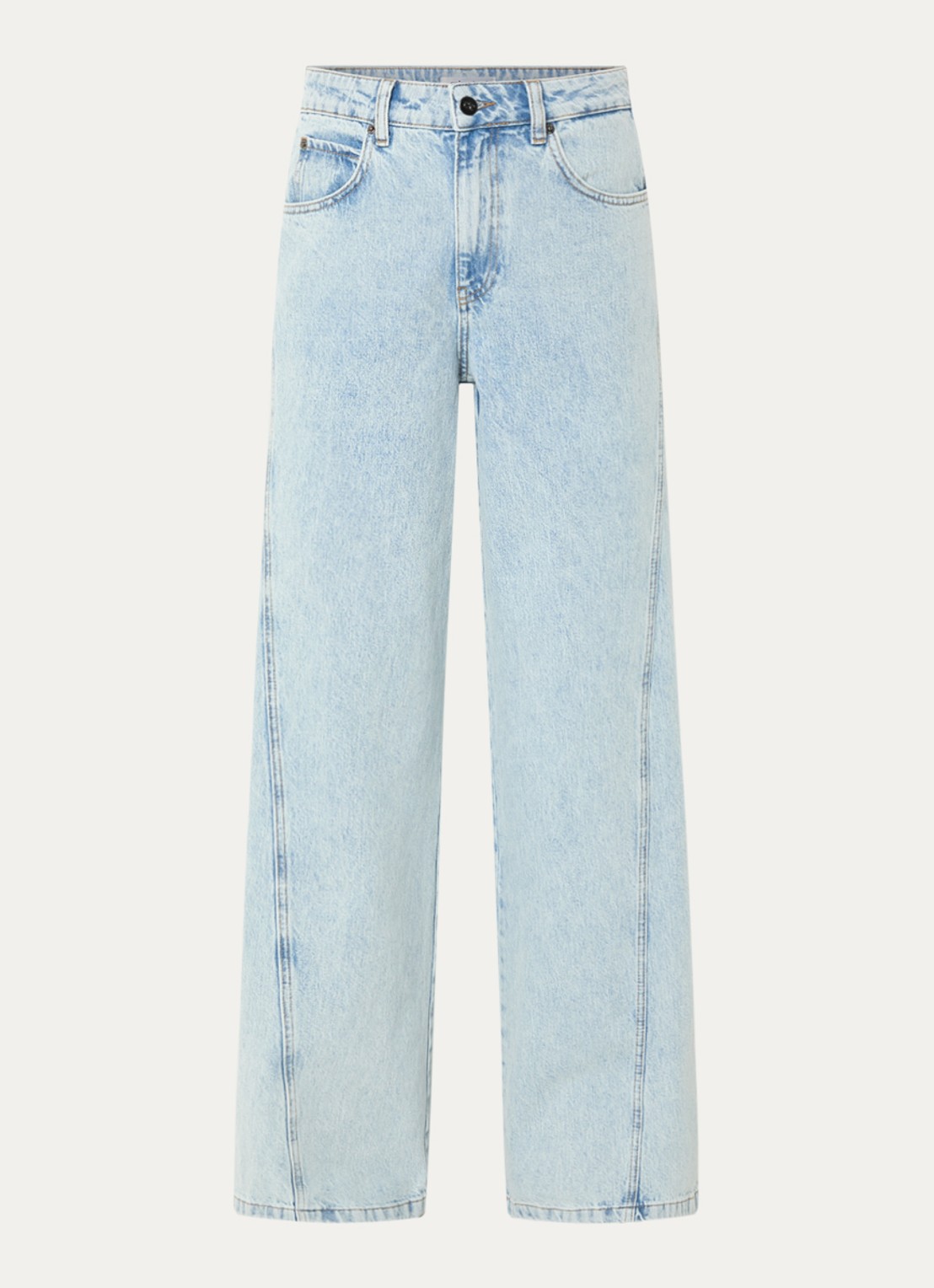 Co'Couture Arona high waist wide leg jeans met lichte wassing - voorkant indigo