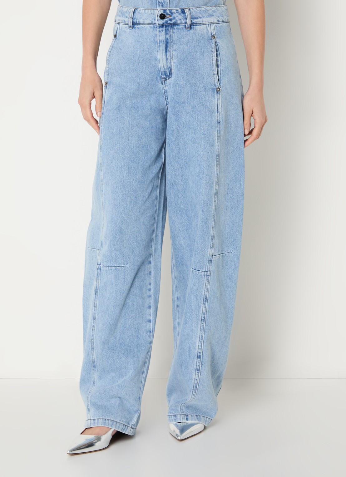 Co'Couture AsjaCC LL high waist balloon fit jeans met lichte wassing - detail 4 indigo