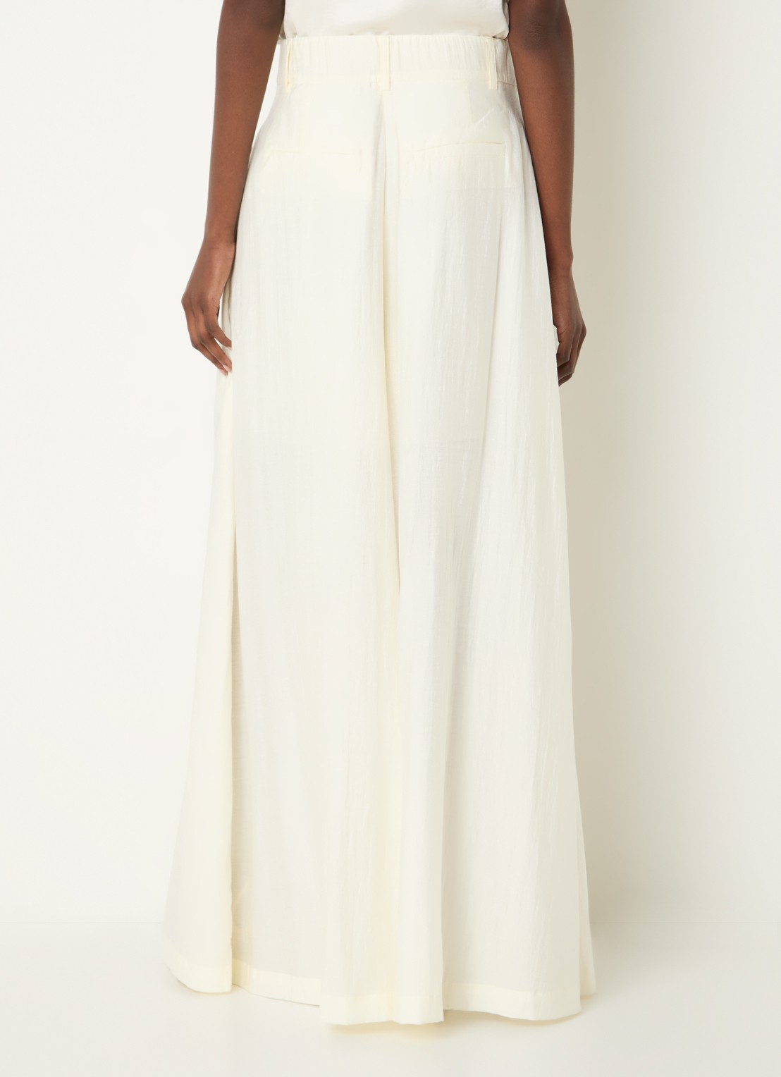 Co'Couture AuraCC LL high waist wide fit palazzo broek met steekzakken - achterkant 2 gebroken wit