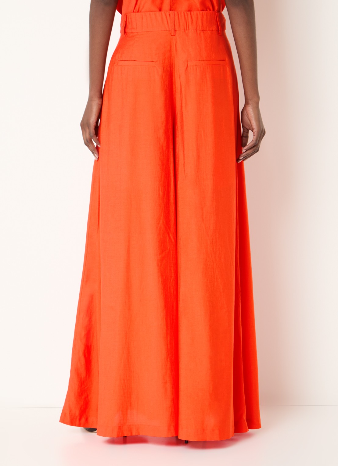 Co'Couture AuraCC LL high waist wide fit palazzo broek met steekzakken - achterkant 4 oranje