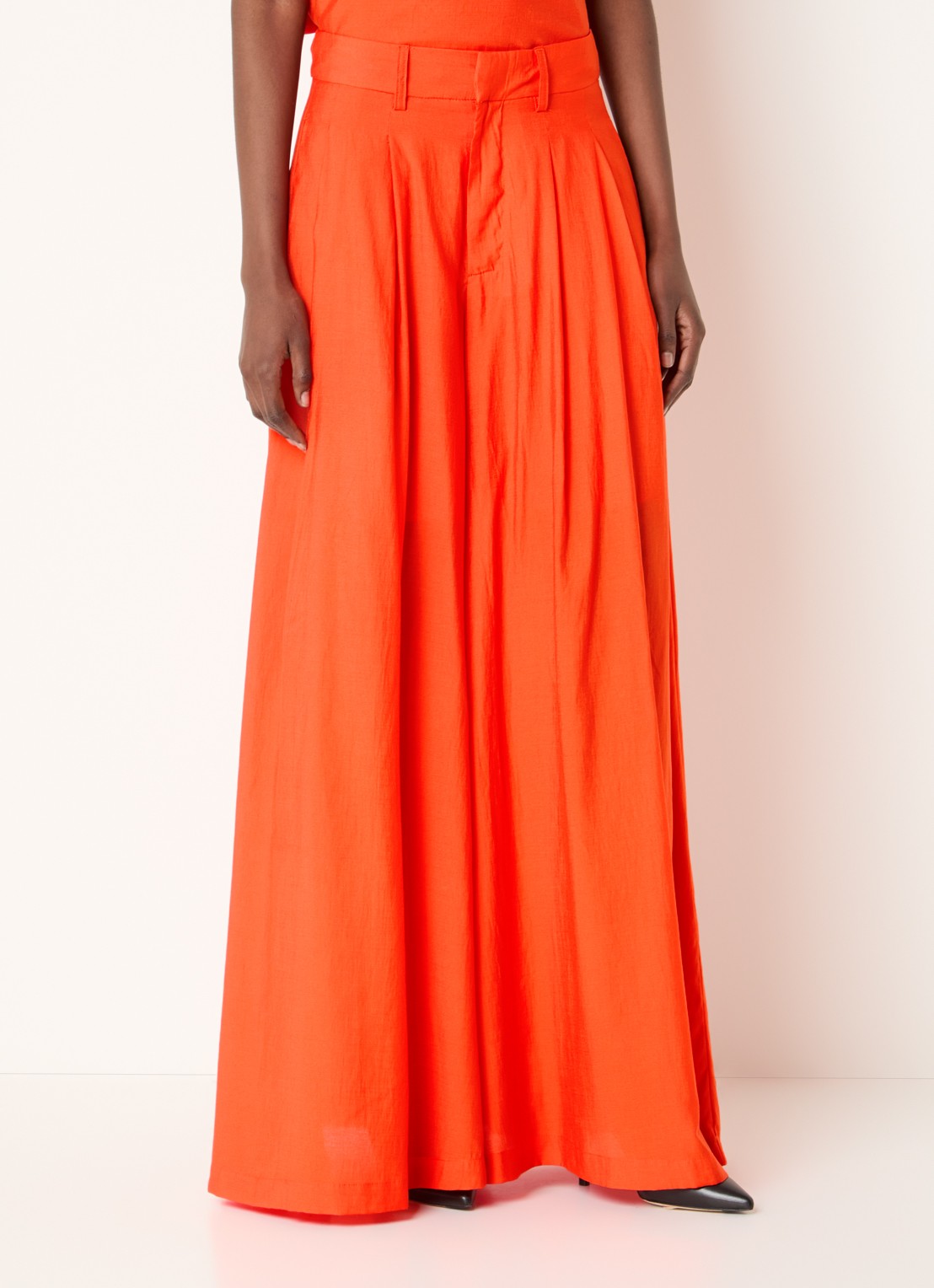 Co'Couture AuraCC LL high waist wide fit palazzo broek met steekzakken - detail 3 oranje