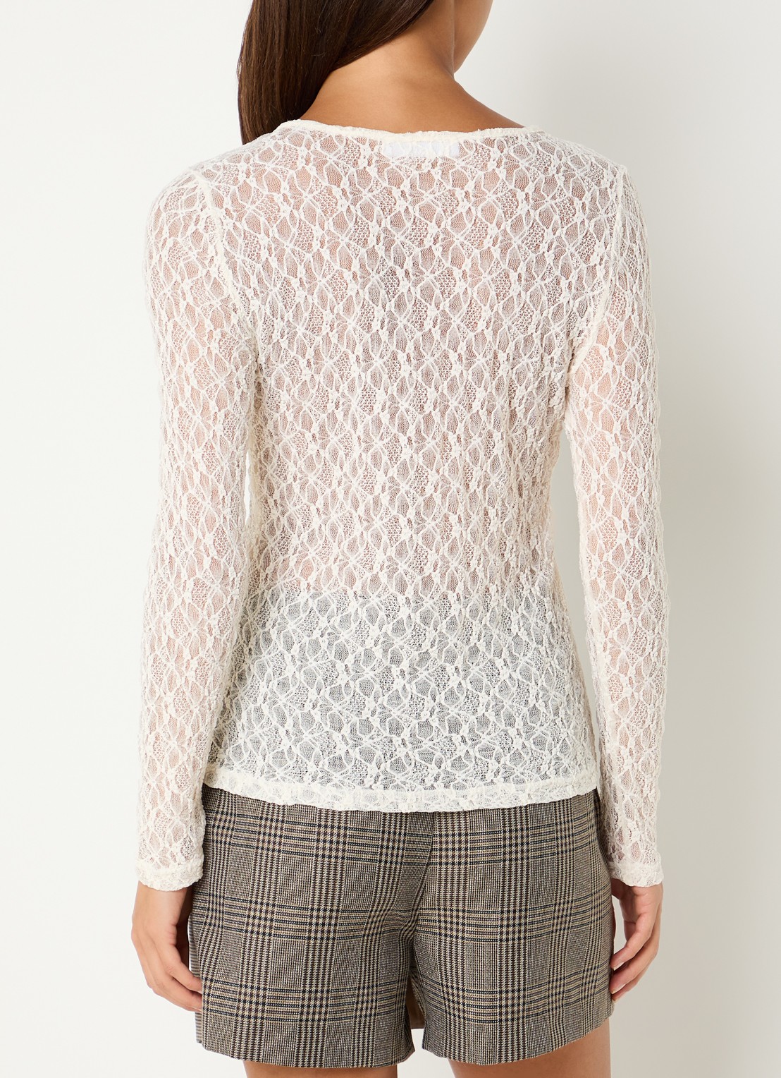 Co'Couture barnacc top van kant met stretch - achterkant gebroken wit