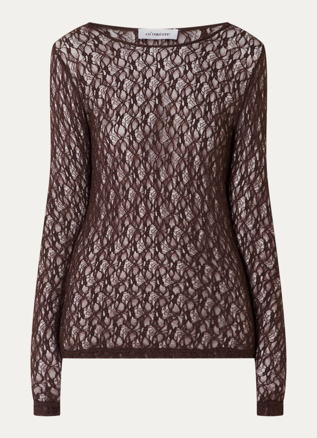Co'Couture barnacc top van kant met stretch - voorkant 3 donkerbruin