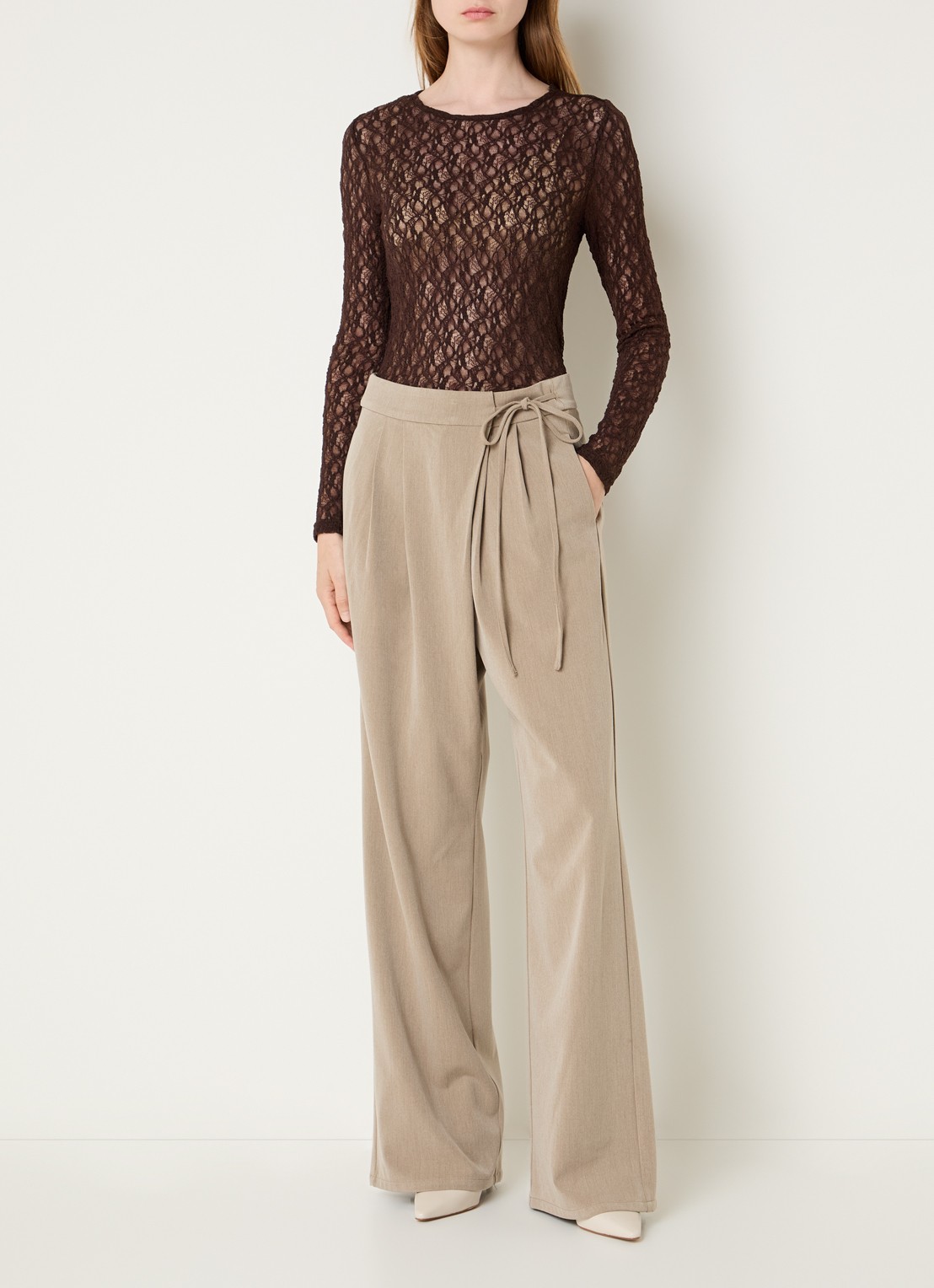 Co'Couture barnacc top van kant met stretch - voorkant 4 donkerbruin