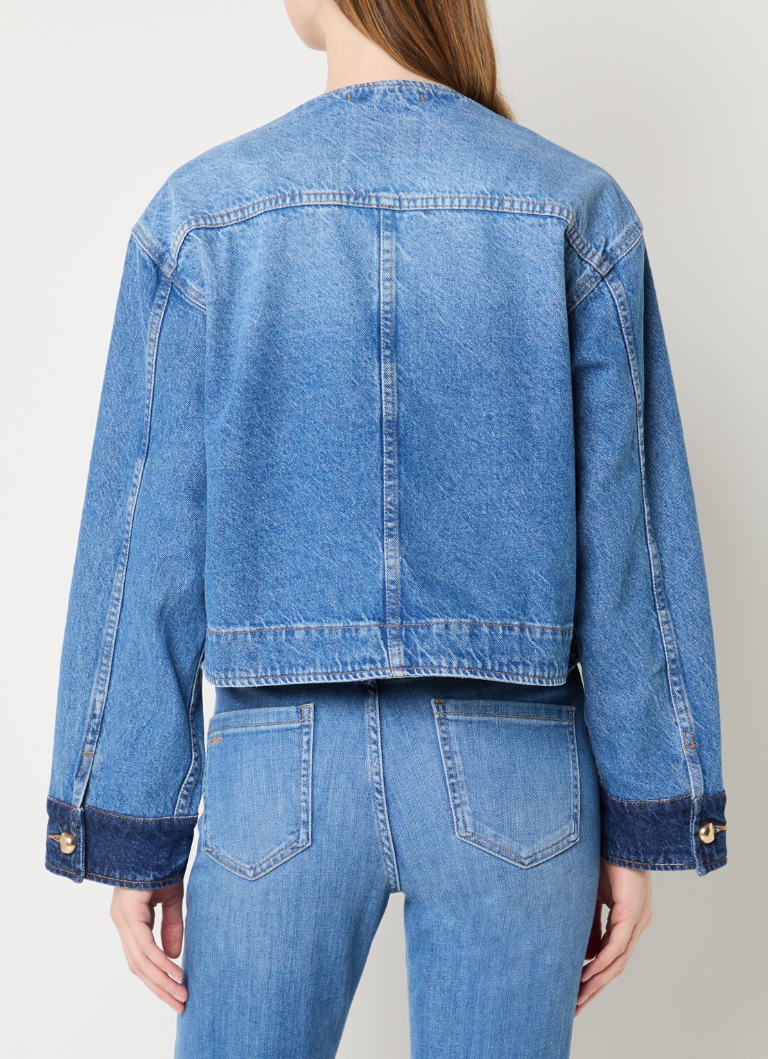 Co'Couture Bilbao spijkerjas met steekzakken en ronde hals - achterkant 4 indigo
