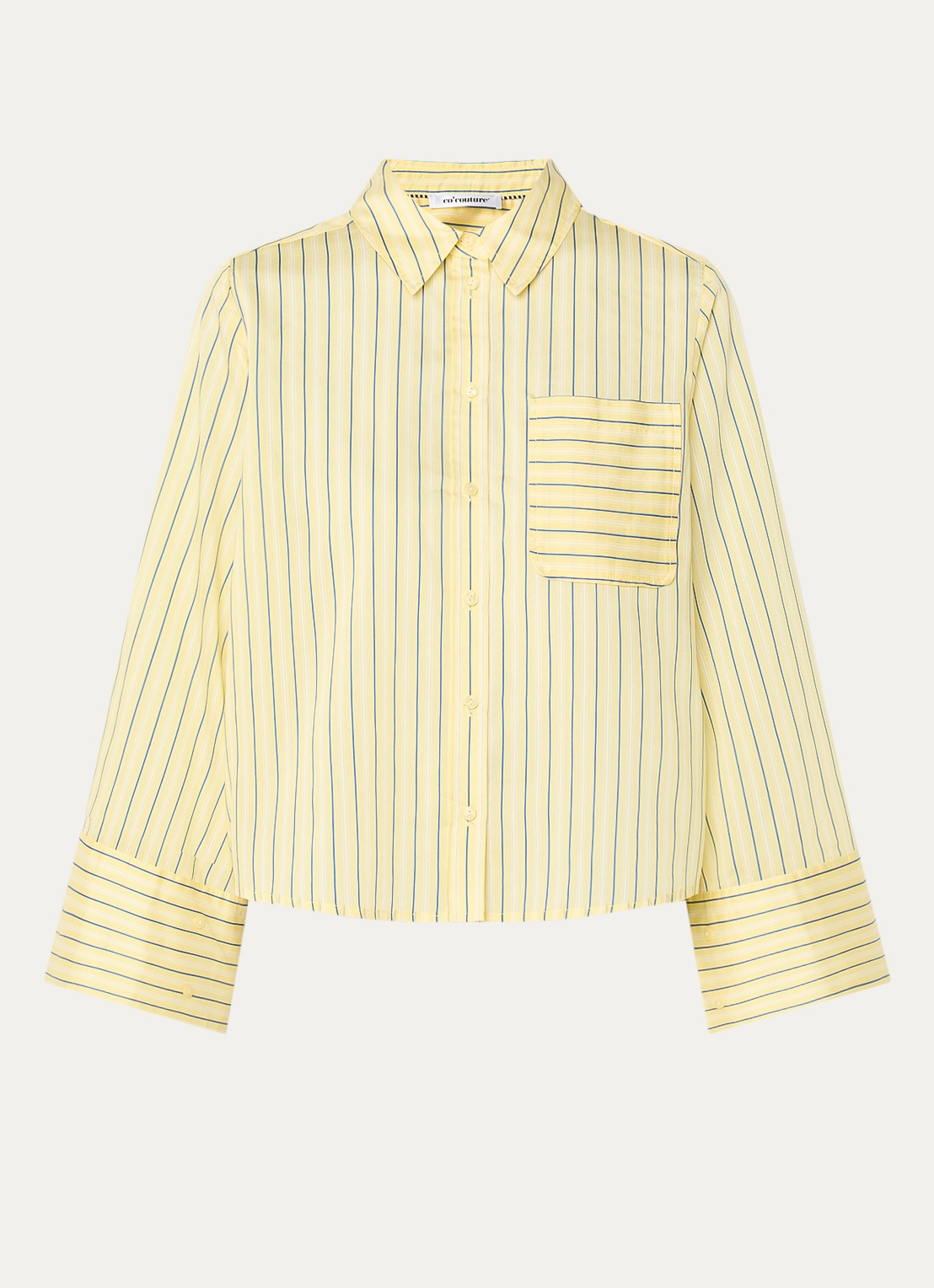 Co'Couture Blaine blouse met streepprint - voorkant 2 lichtgeel