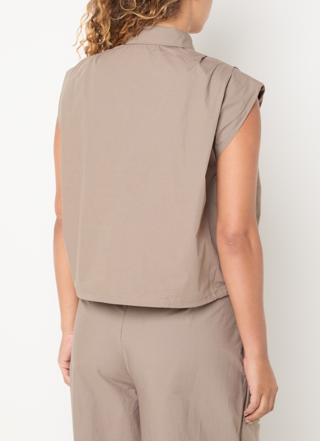 Co'Couture Blouse met streepprint - achterkant 4 khaki