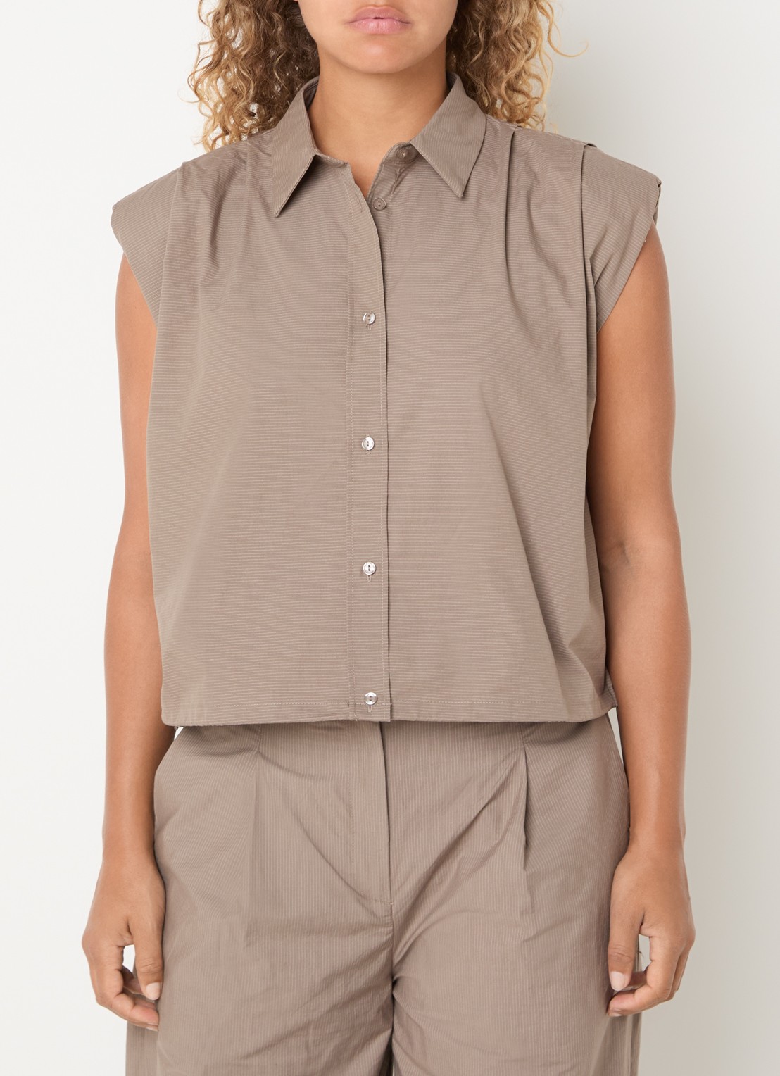 Co'Couture Blouse met streepprint - detail khaki