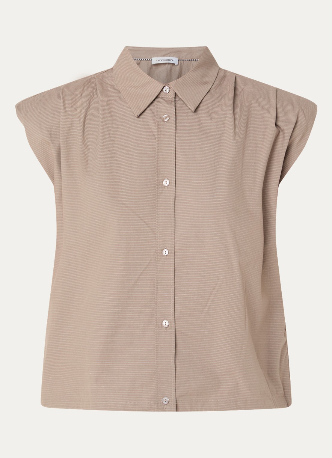 Co'Couture Blouse met streepprint - voorkant 2 khaki