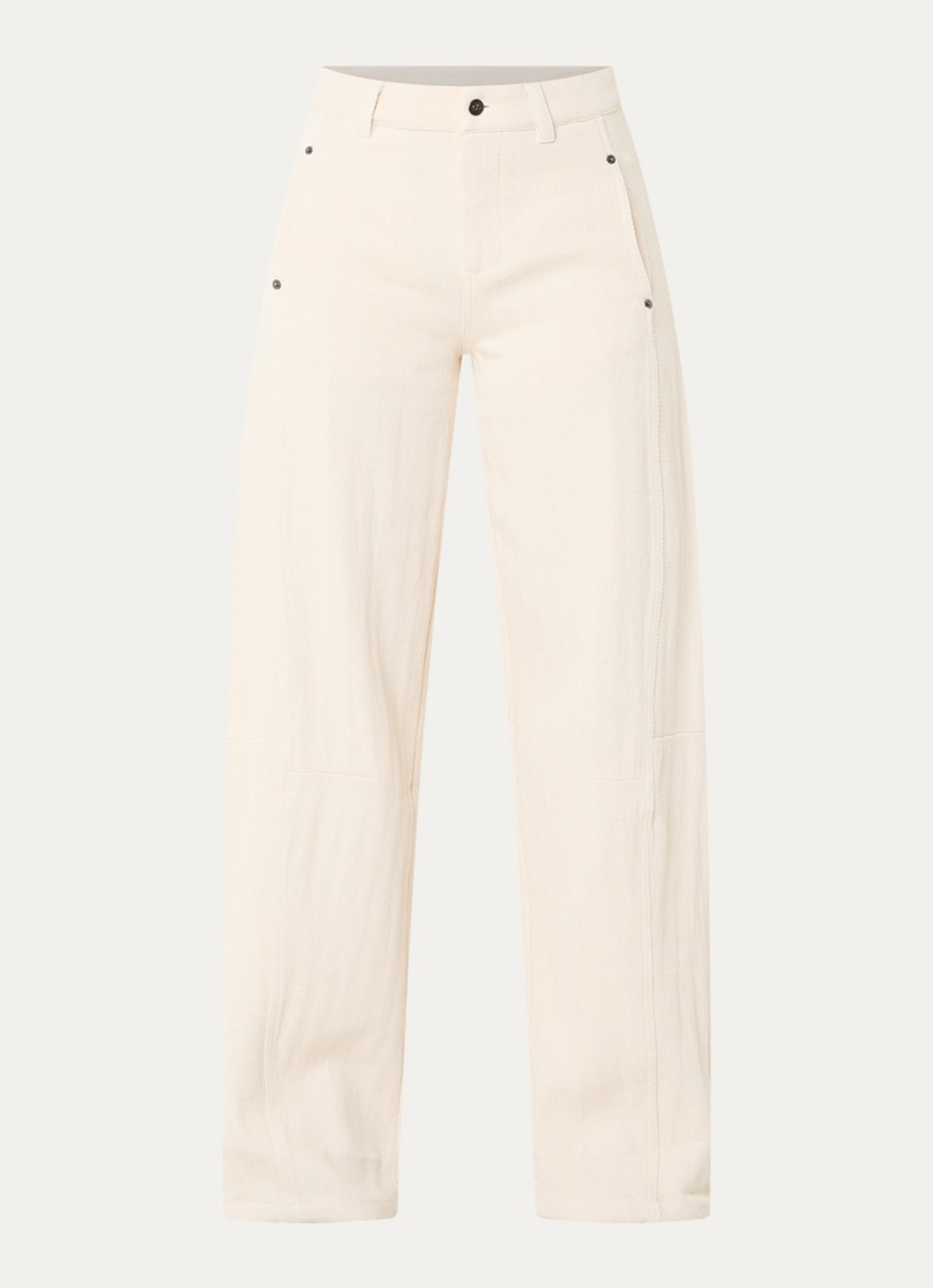 Co'Couture CalinCC high waist loose fit broek met structuur - voorkant 3 creme