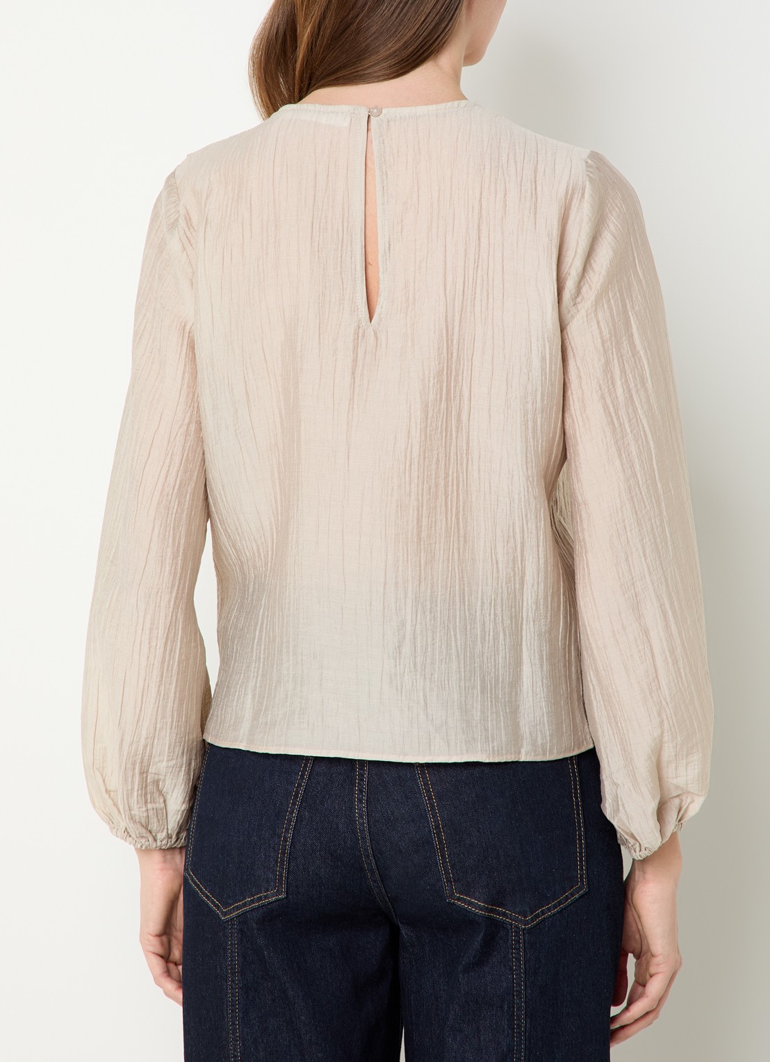 Co'Couture Conny tuniek met overslag en structuur - achterkant 3 beige