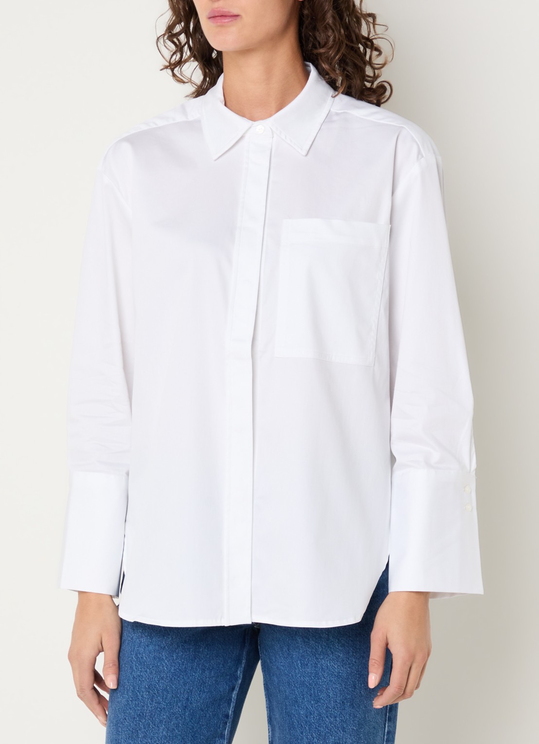 Co'Couture Daliacc blouse met borstzak - detail wit
