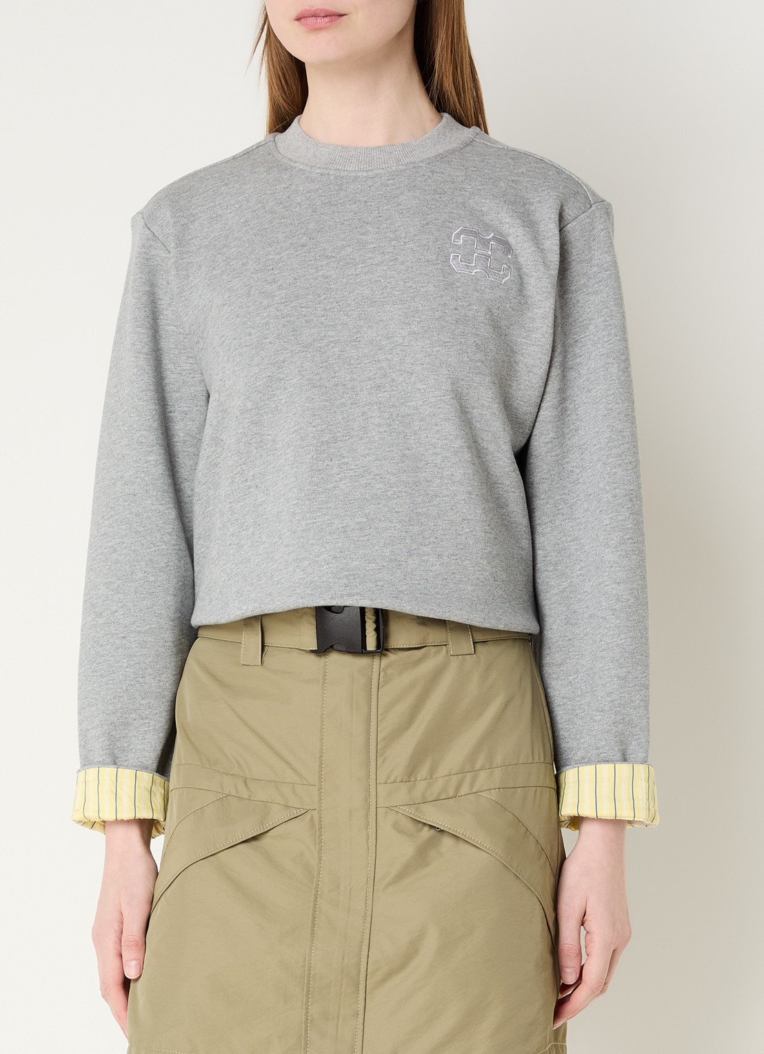 Co'Couture Daniella sweatshirt met logo - detail grijsmele