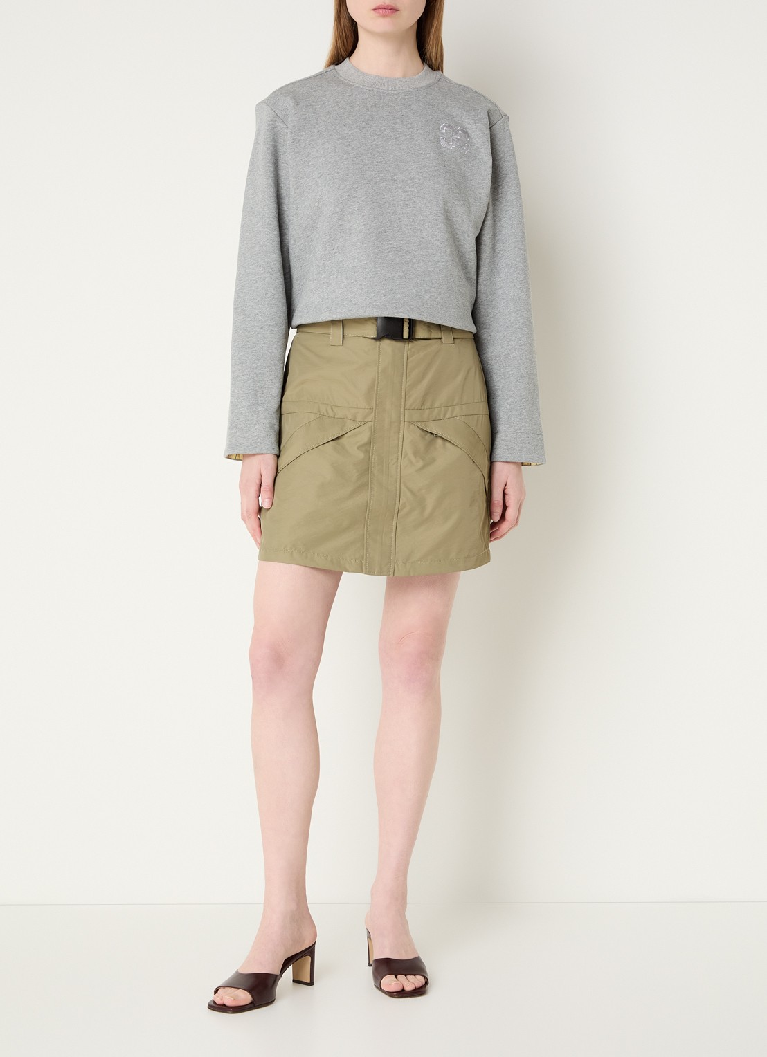 Co'Couture Daniella sweatshirt met logo - voorkant 4 grijsmele