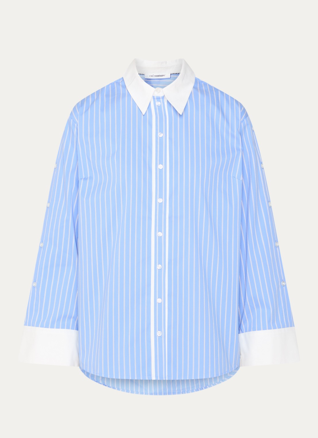 Co'Couture Danny blouse met streepprint - voorkant 2 blauw