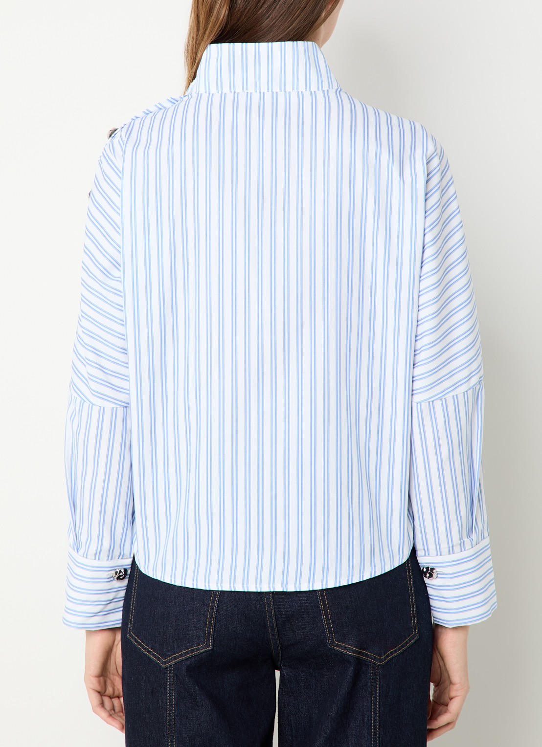 Co'Couture Devin tuniek met streepprint en opstaande kraag - achterkant 4 blauw