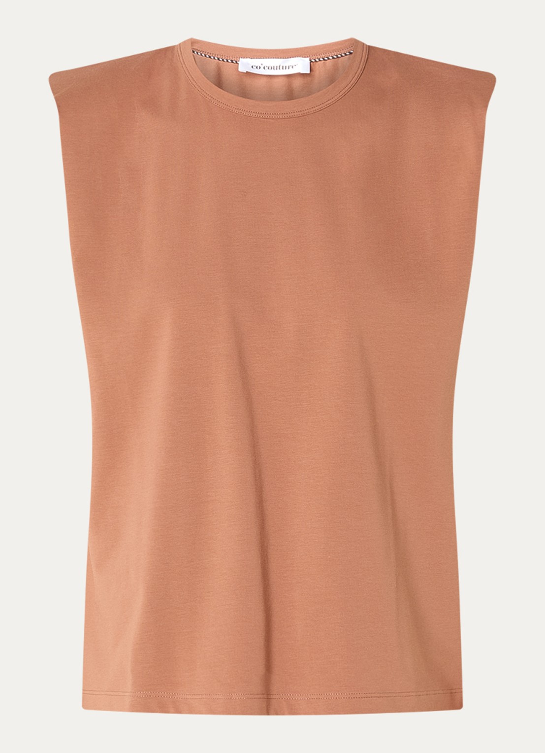 Co'Couture Eddie mouwloze top met schoudervulling - voorkant 3 bruin