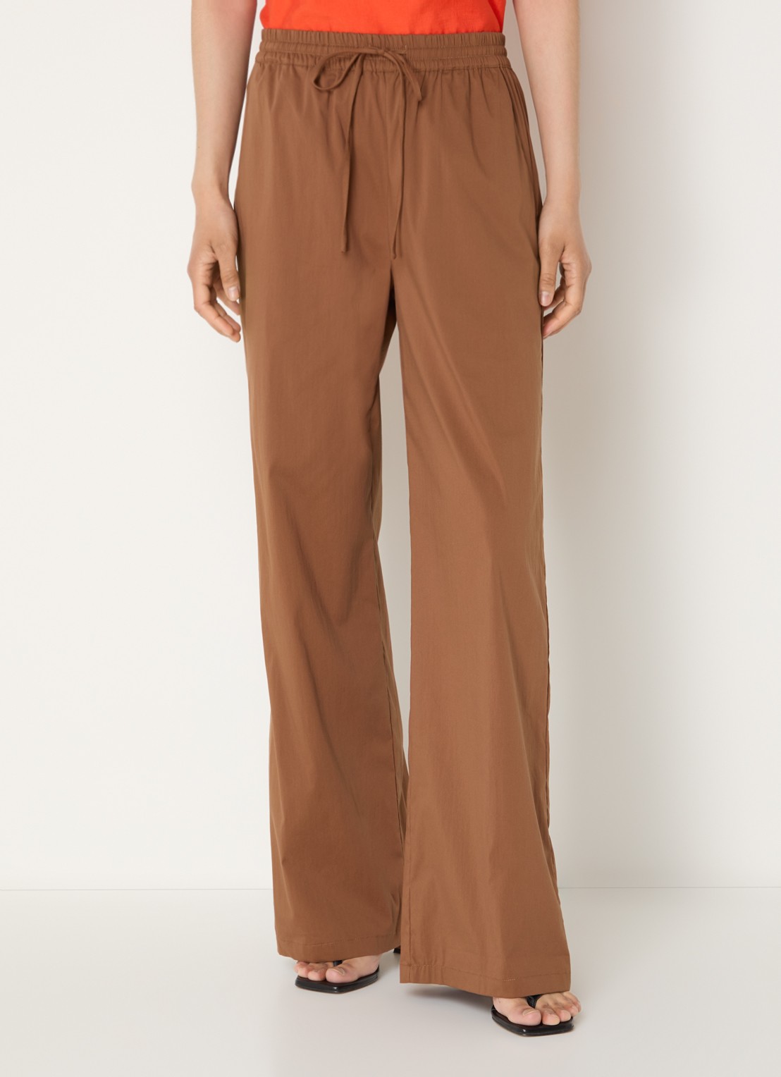 Co'Couture Elara high waist straight fit broek met steekzakken - detail 3 cognac