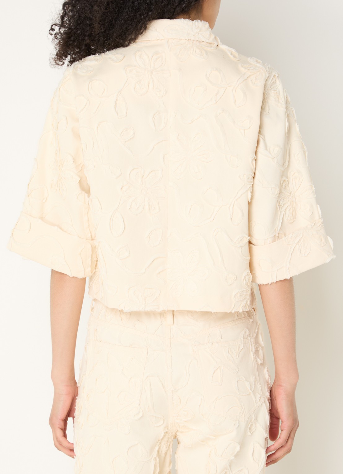 Co'Couture Elton cropped blazer met steekzakken - achterkant 3 ivoor