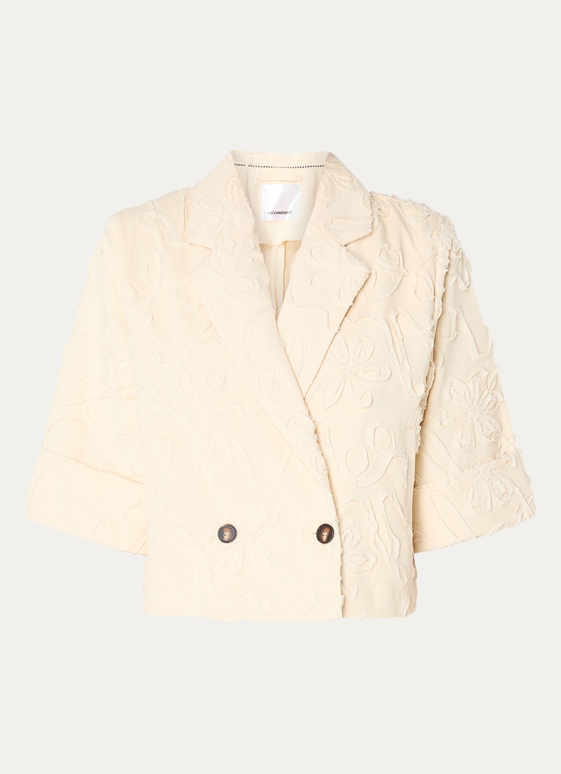 Co'Couture Elton cropped blazer met steekzakken - voorkant ivoor