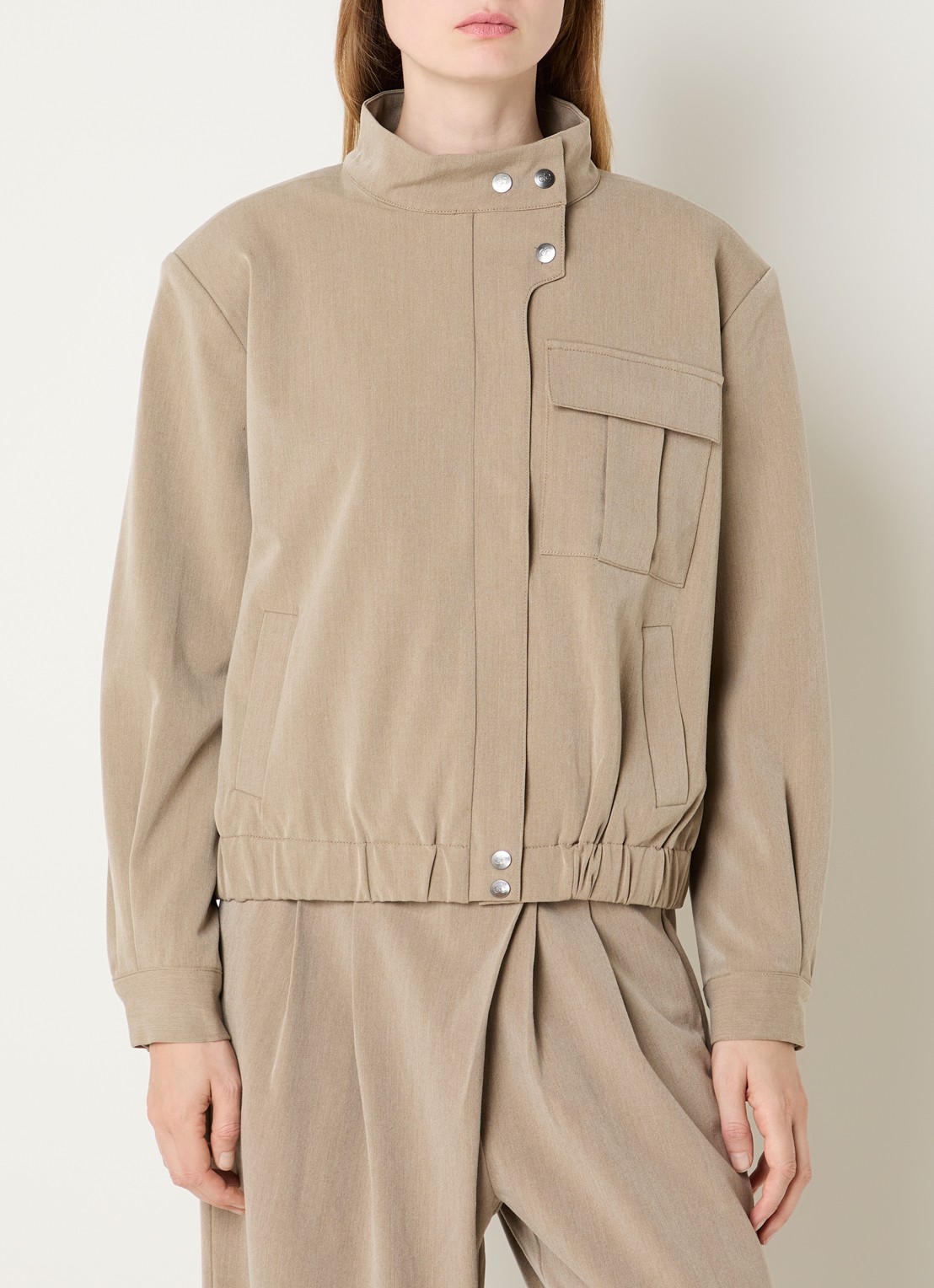Co'Couture Emina jack met opstaande kraag - detail 2 beige