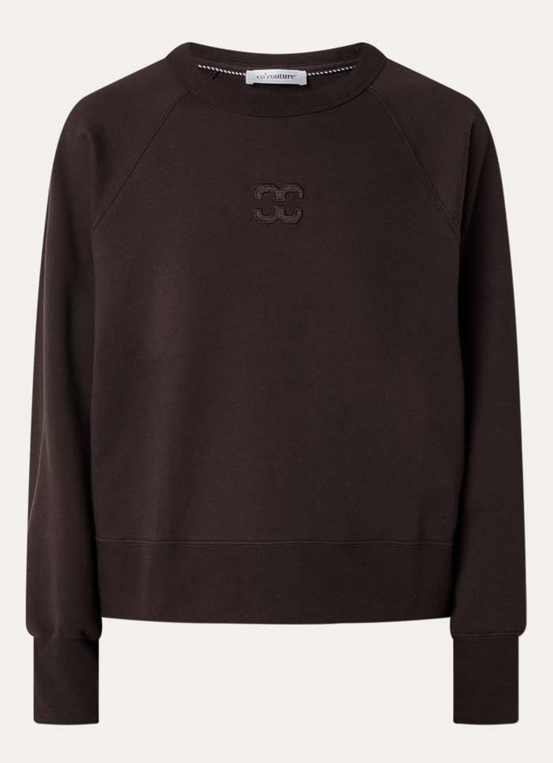 Co'Couture Eris sweater met logoborduring - voorkant donkerbruin