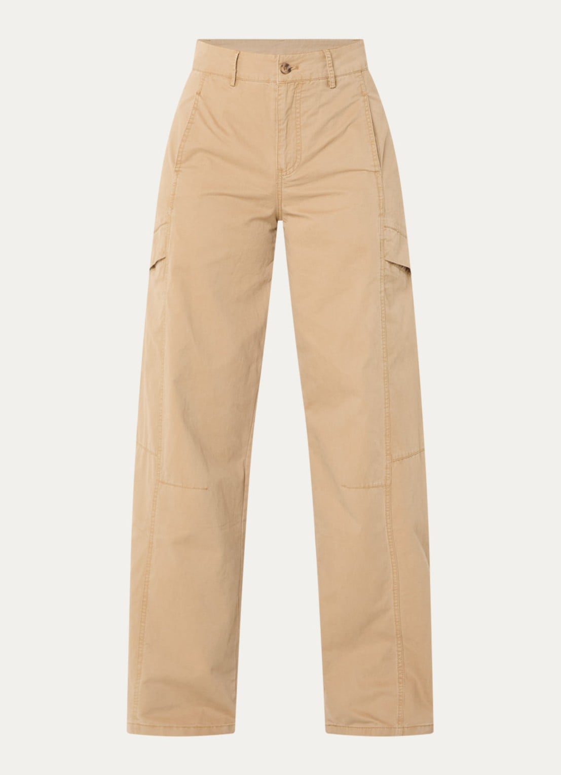 Co'Couture EvelynCC high waist balloon fit cargobroek met klepzakken - voorkant zand
