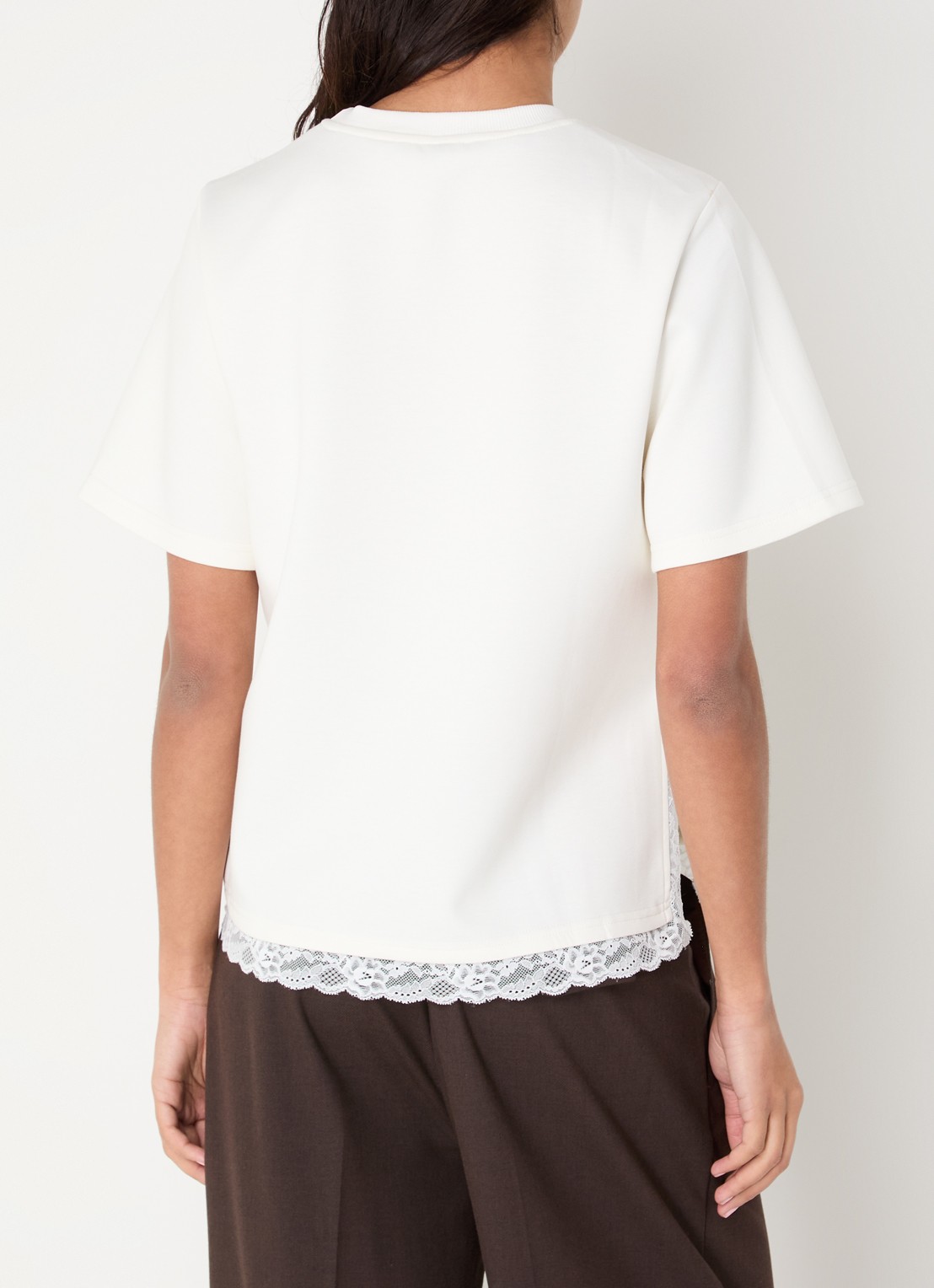 Co'Couture Evi T-shirt met details van kant - achterkant wit