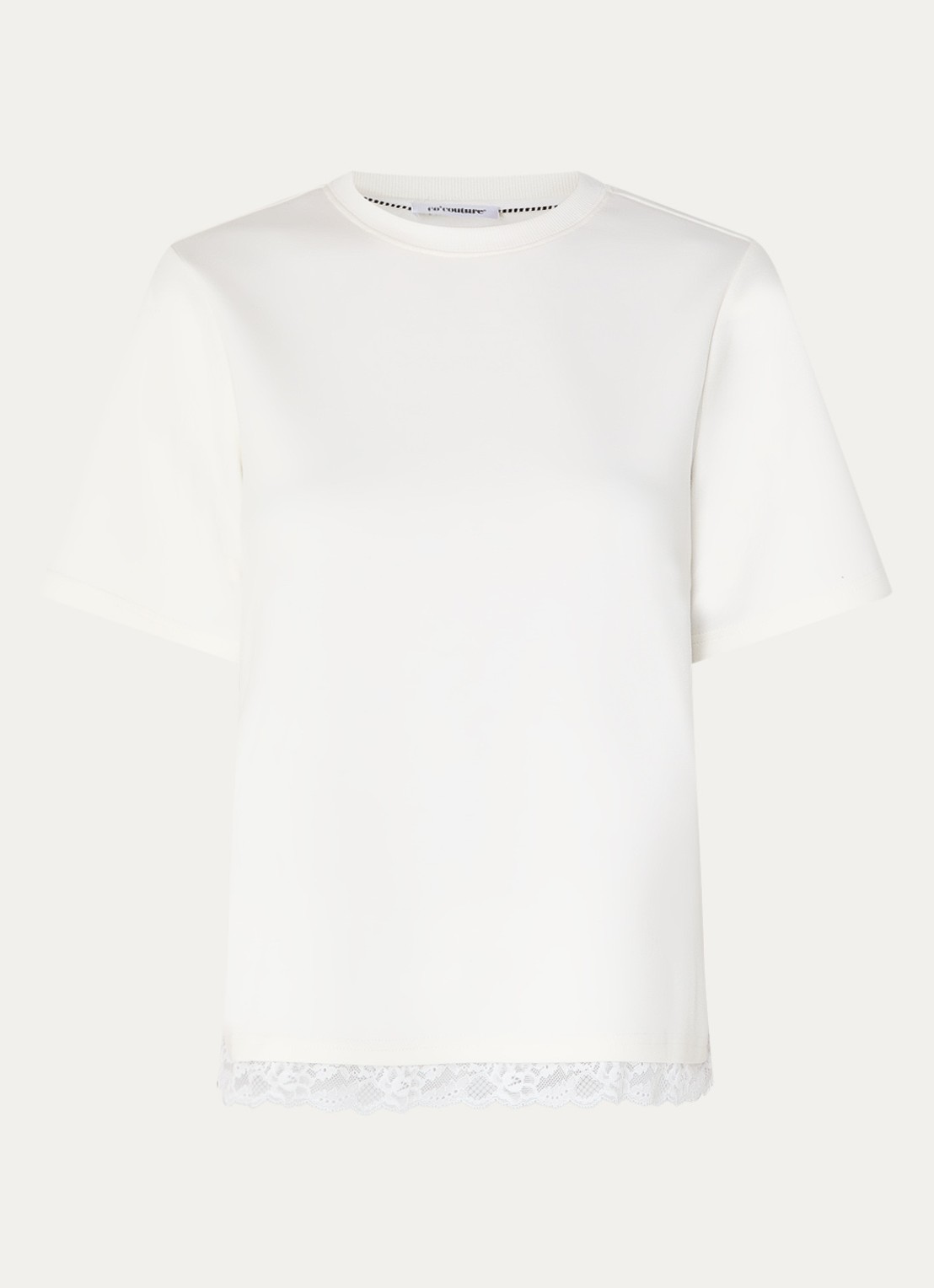 Co'Couture Evi T-shirt met details van kant - voorkant 3 wit