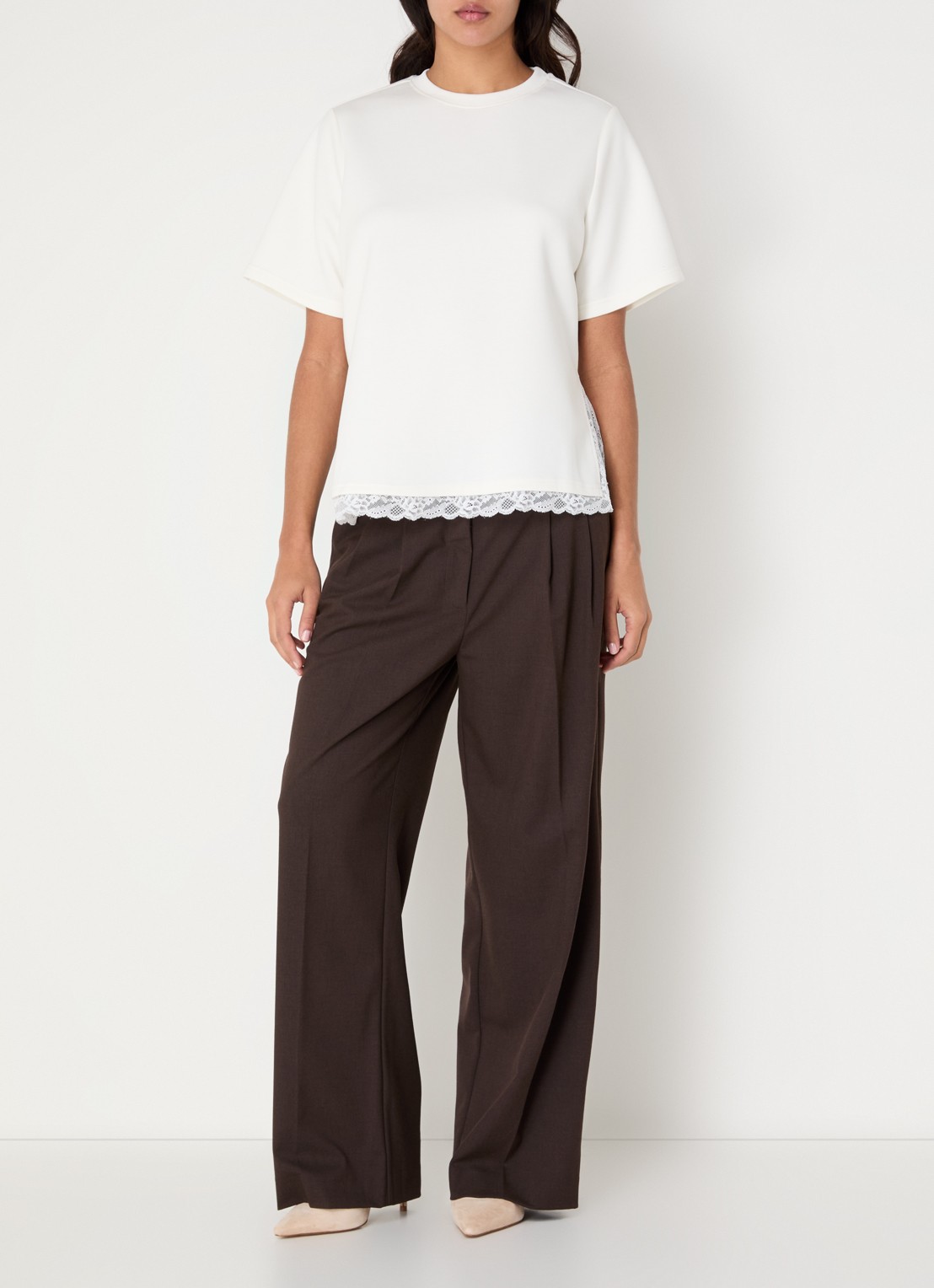 Co'Couture Evi T-shirt met details van kant - voorkant 4 wit