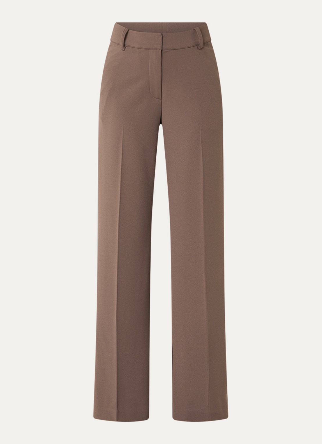 Co'Couture Falcon mid waist flared fit pantalon met steekzakken - voorkant 2 lichtbruin