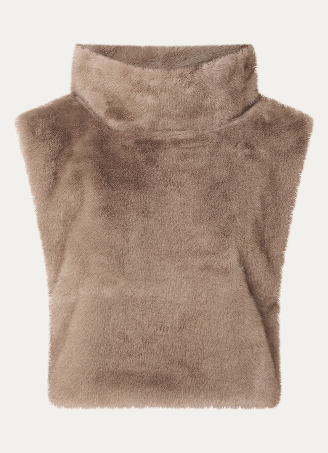 Co'Couture Fera spencer van imitatiebont met opstaande kraag - voorkant 2 gebroken wit