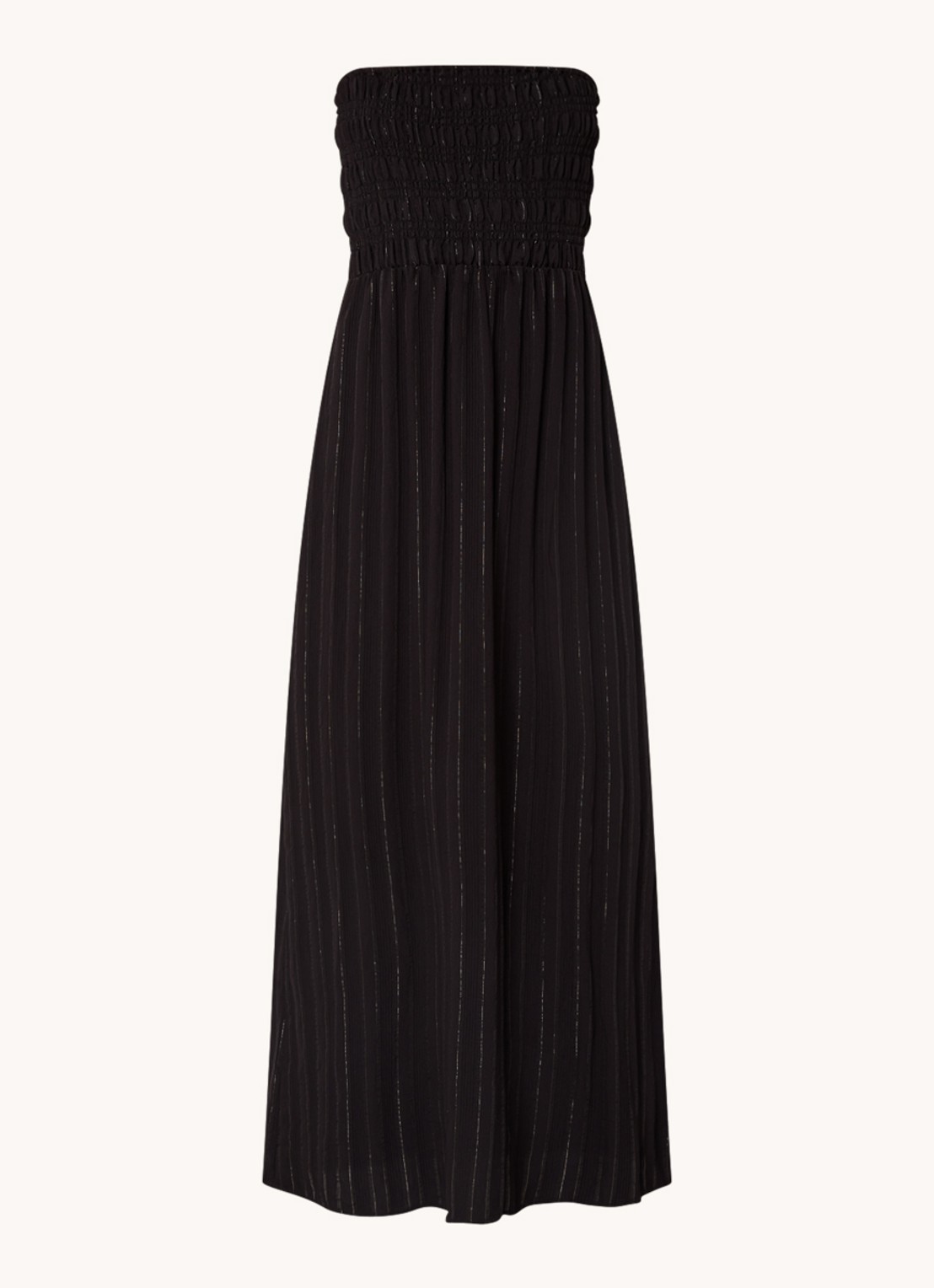 Co'Couture Gigicc strapless maxi jurk met lurex en smockwerk - voorkant 3 zwart
