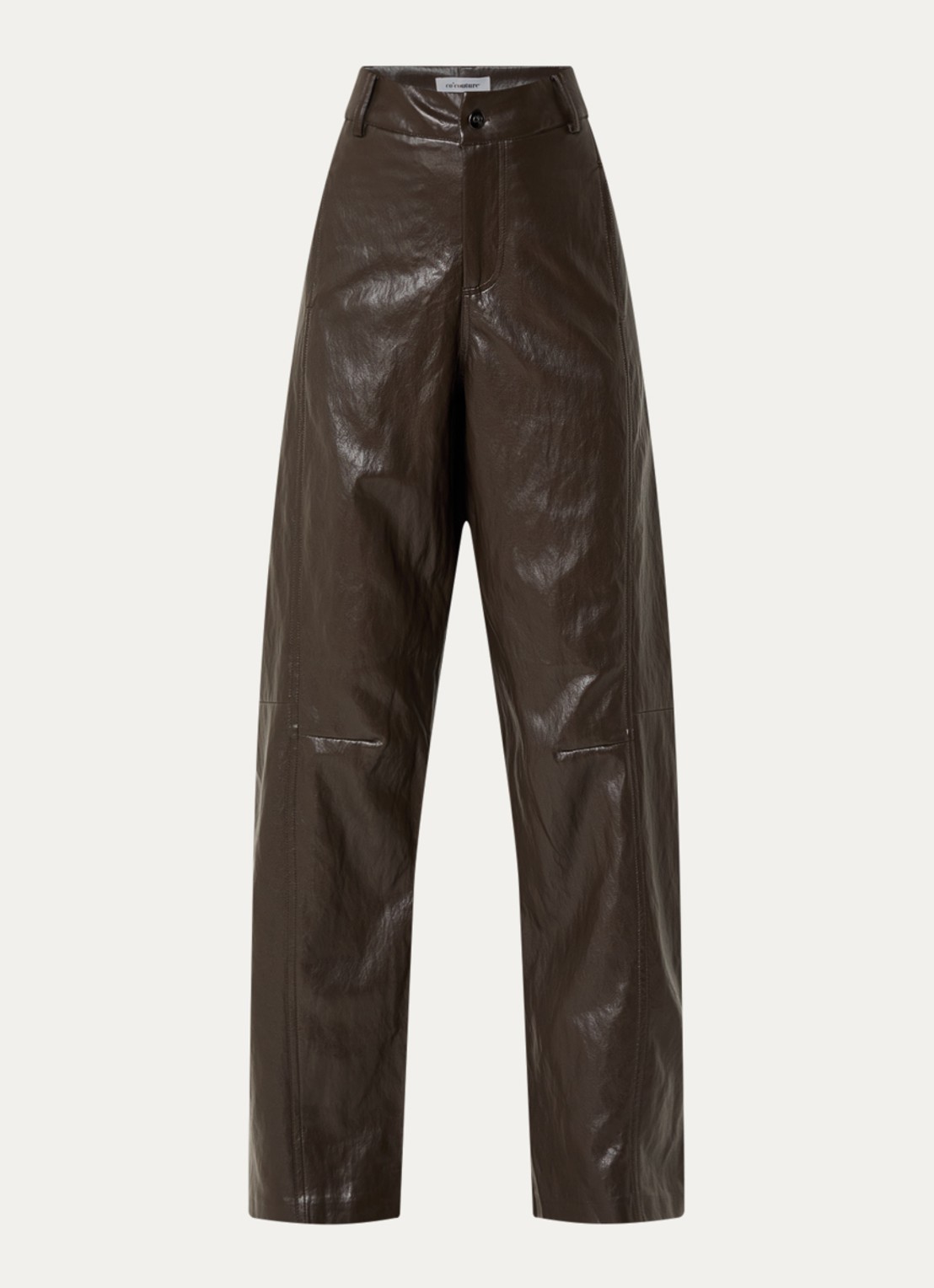 Co'Couture GitCC high waist straight fit broek met steekzakken - voorkant 2 donkerbruin