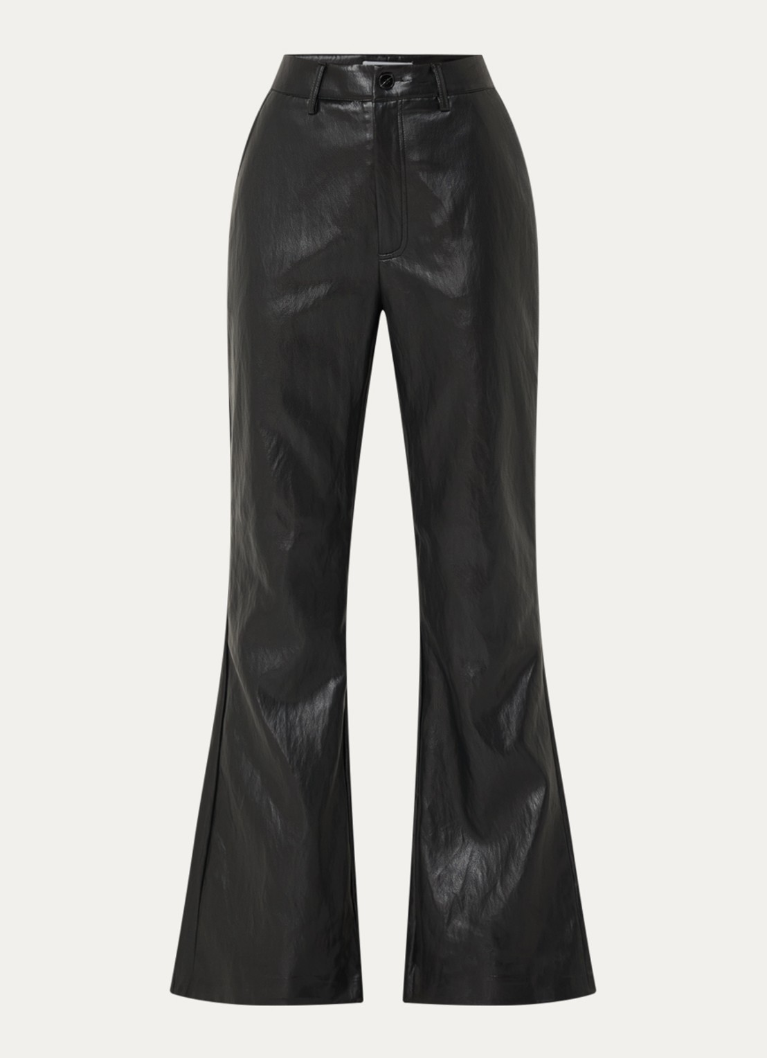Co'Couture Gitt high waist flared fit broek van imitatieleer - voorkant 2 zwart