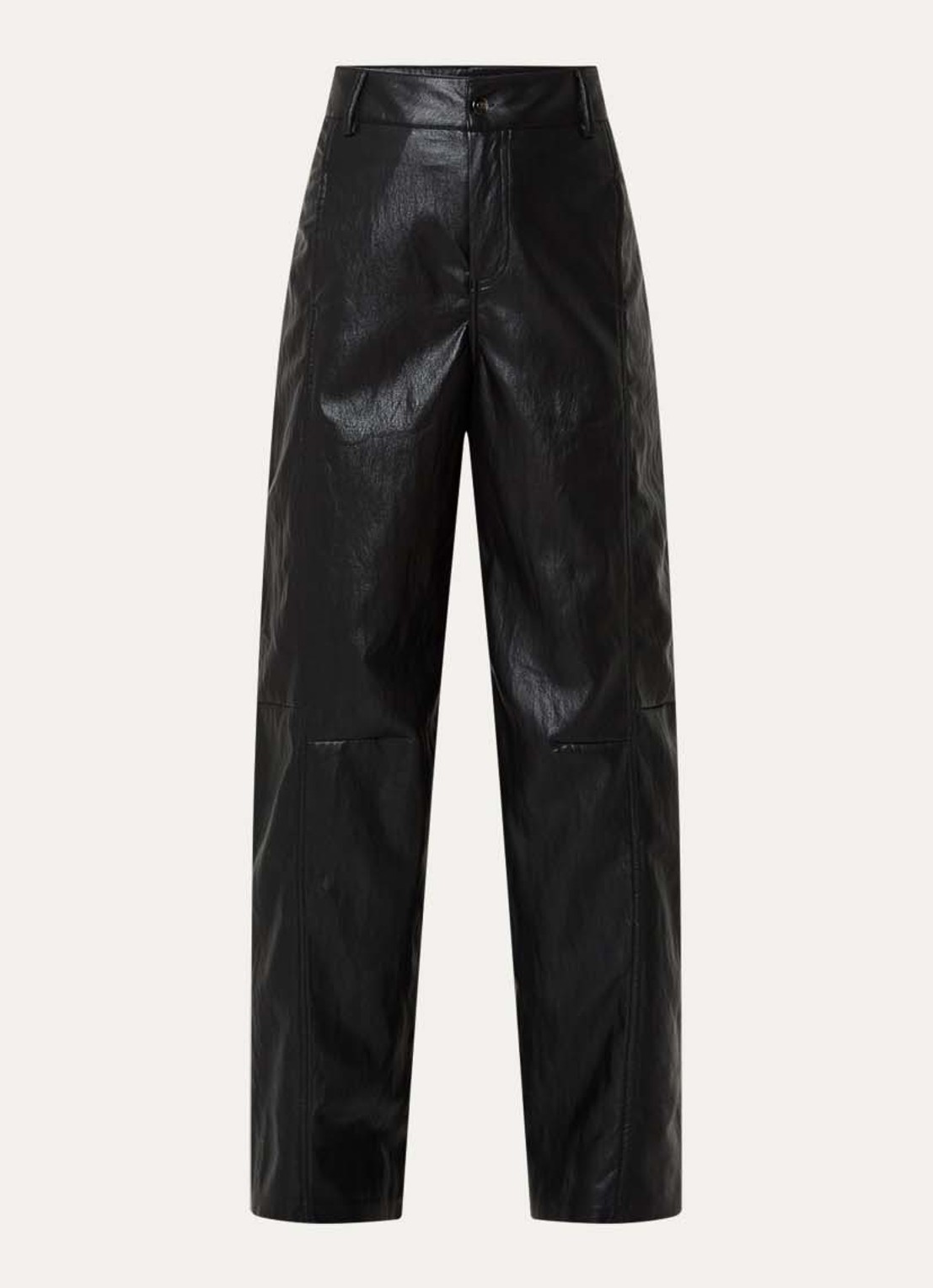 Co'Couture Gitt high waist wide fit broek van imitatieleer - voorkant 2 zwart