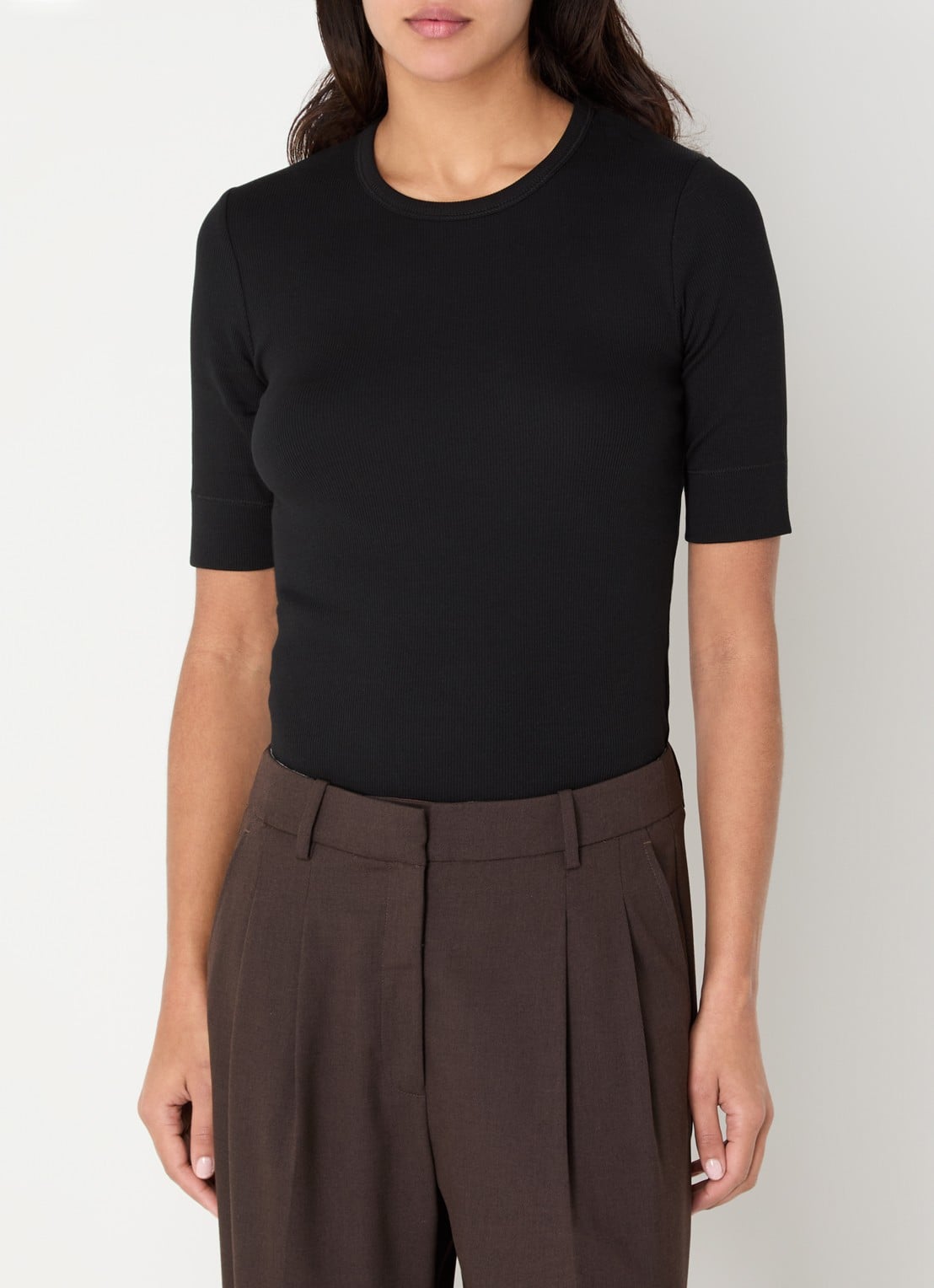 Co'Couture Granny ribgebreide top  - detail 3 zwart