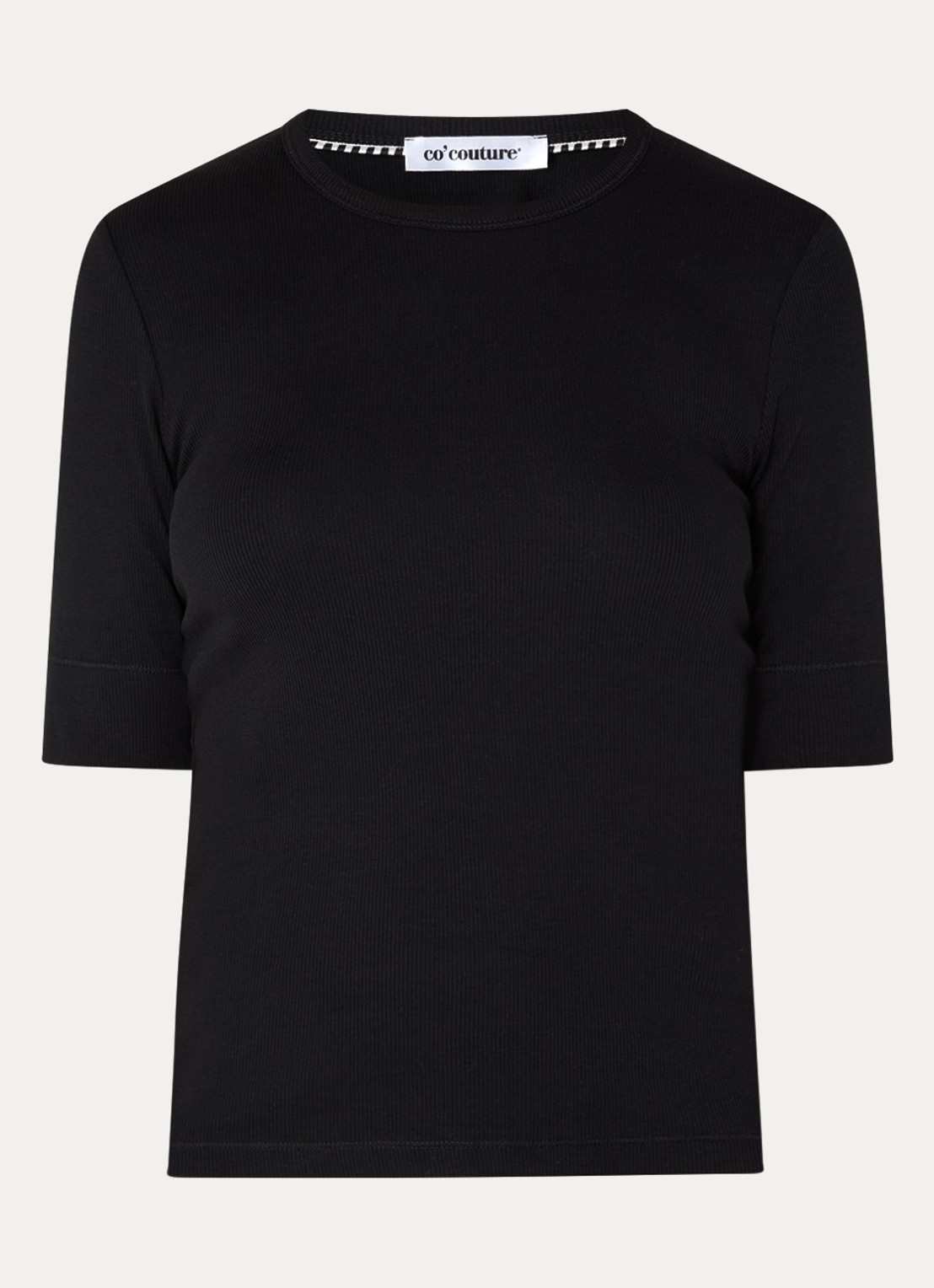 Co'Couture Granny ribgebreide top  - voorkant zwart