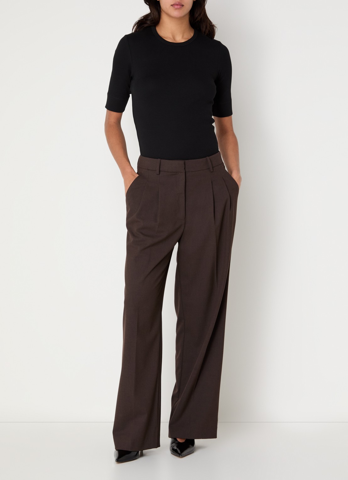 Co'Couture Granny ribgebreide top  - voorkant 2 zwart