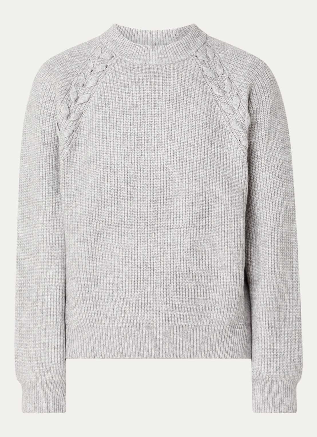 Co'Couture Grofgebreide trui met strikdetail  - voorkant 2 grijsmele