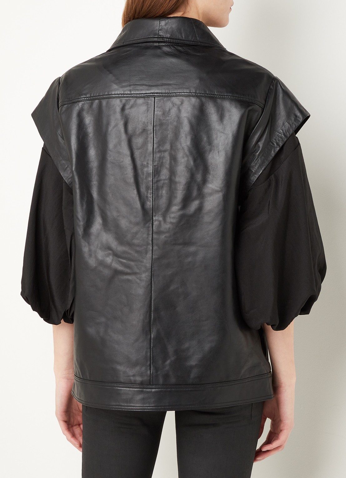 Co'Couture Harvie gilet van lamsleer met steekzakken - achterkant zwart